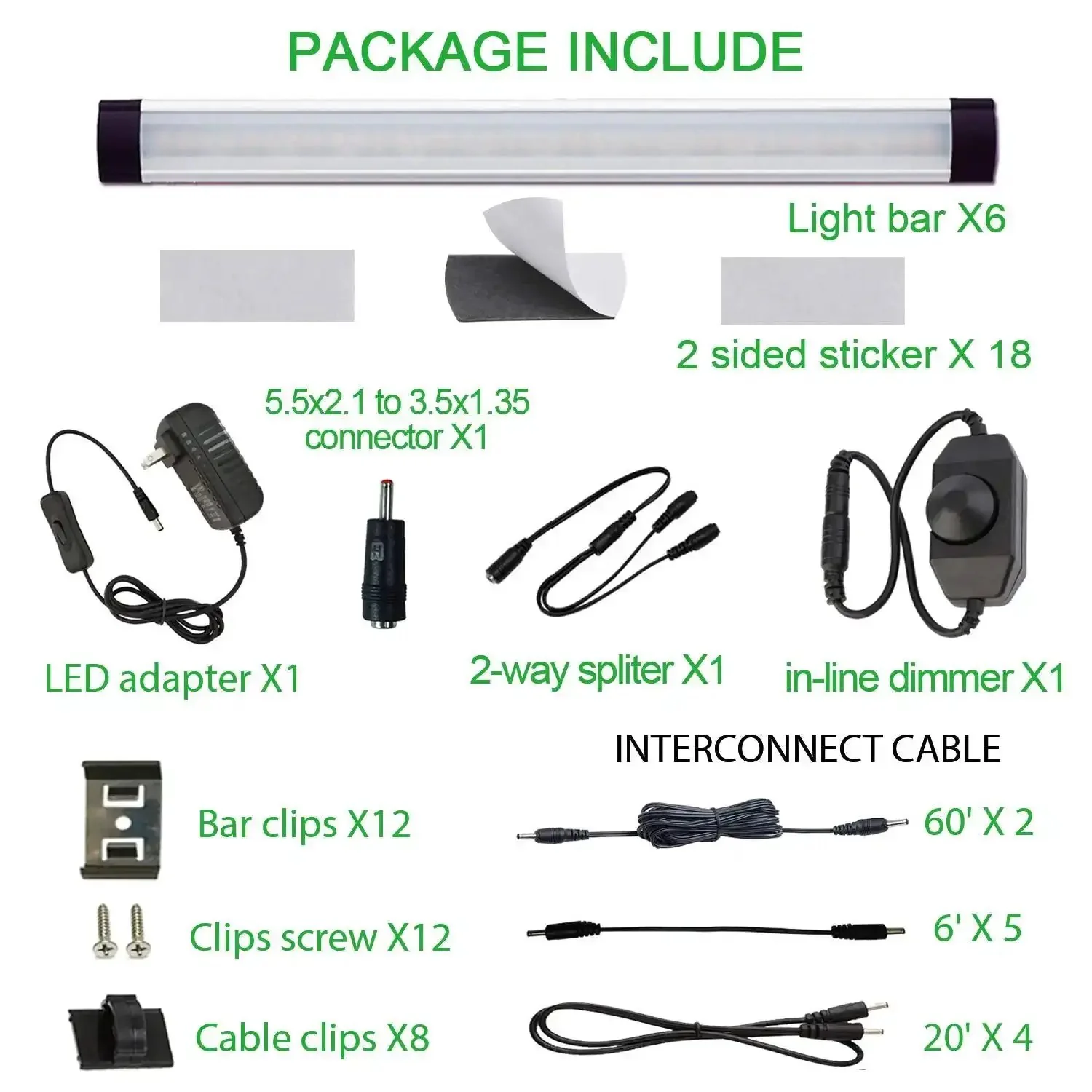 Under Cabinet LED Light Bar Kit 12V Plug In Dimmable With Switch 6 Panel Daylight White Bar Lights For Kitchen Counter Shelf And Display Easy Install With Adhesive Tape And Screws - Image 7