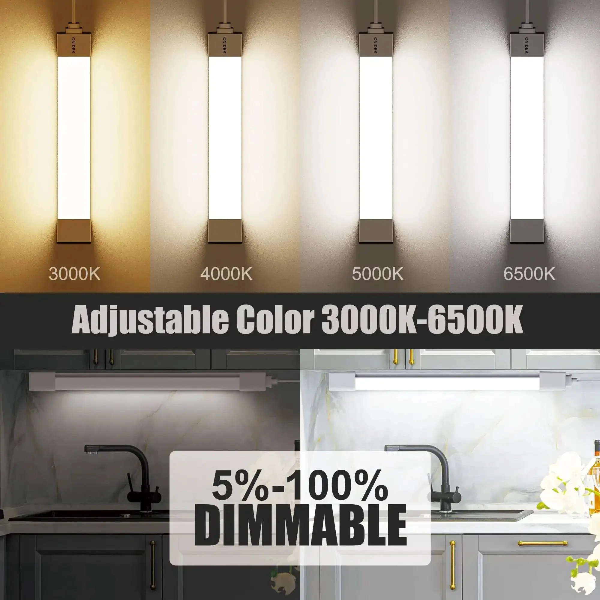 Under Cabinet Lights With Plug Dimmable 3000K To 6500K Color Temperature Wireless Control Panel And Remote 15W 1500LM 16 Inch Sweet For Kitchen Garage Bathroom Closet Office - Image 5