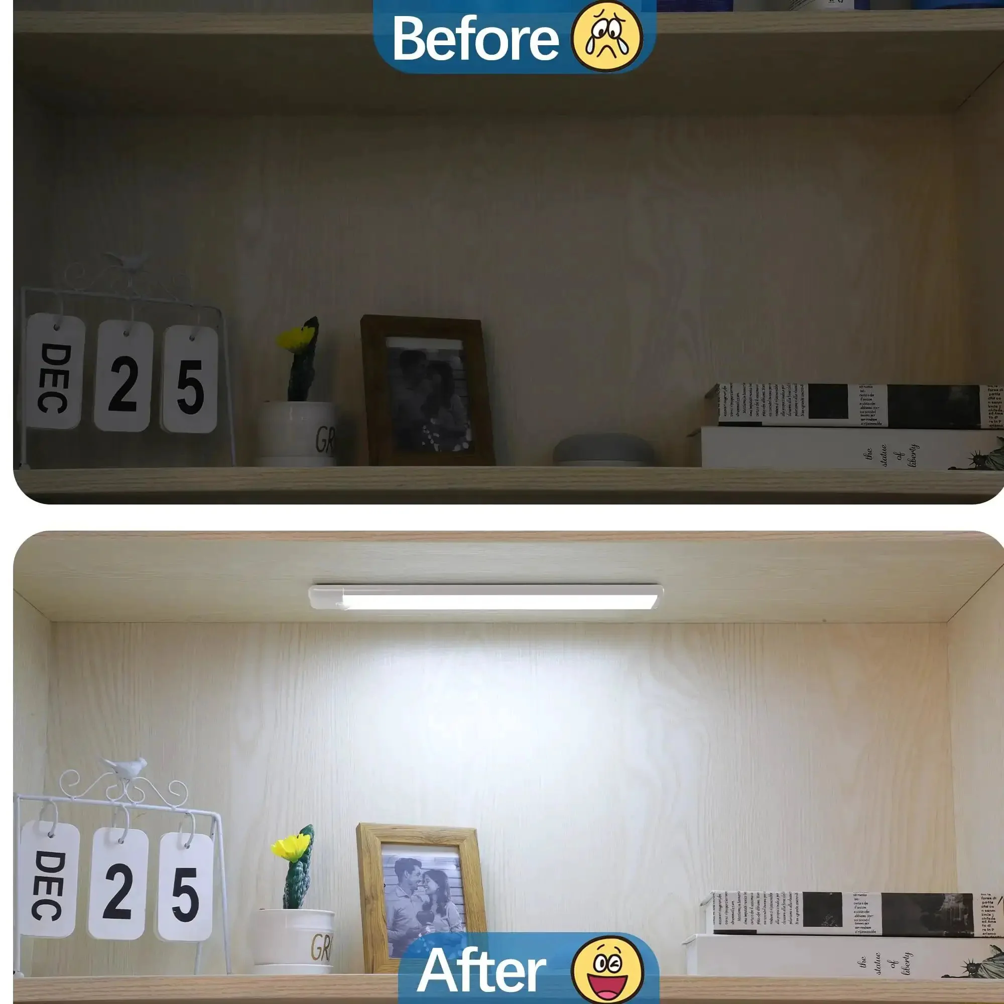 Under Cabinet Motion Sensor Lights 3 Pack Magnetic Rechargeable Bar Wireless Stick On Night Light For Kitchen Cupboards Cool White Three Modes Night Mode Day Mode Always On No Wires Cordless Easy Magnetic Mounting Perfect For Closets And Pantries - Image 5