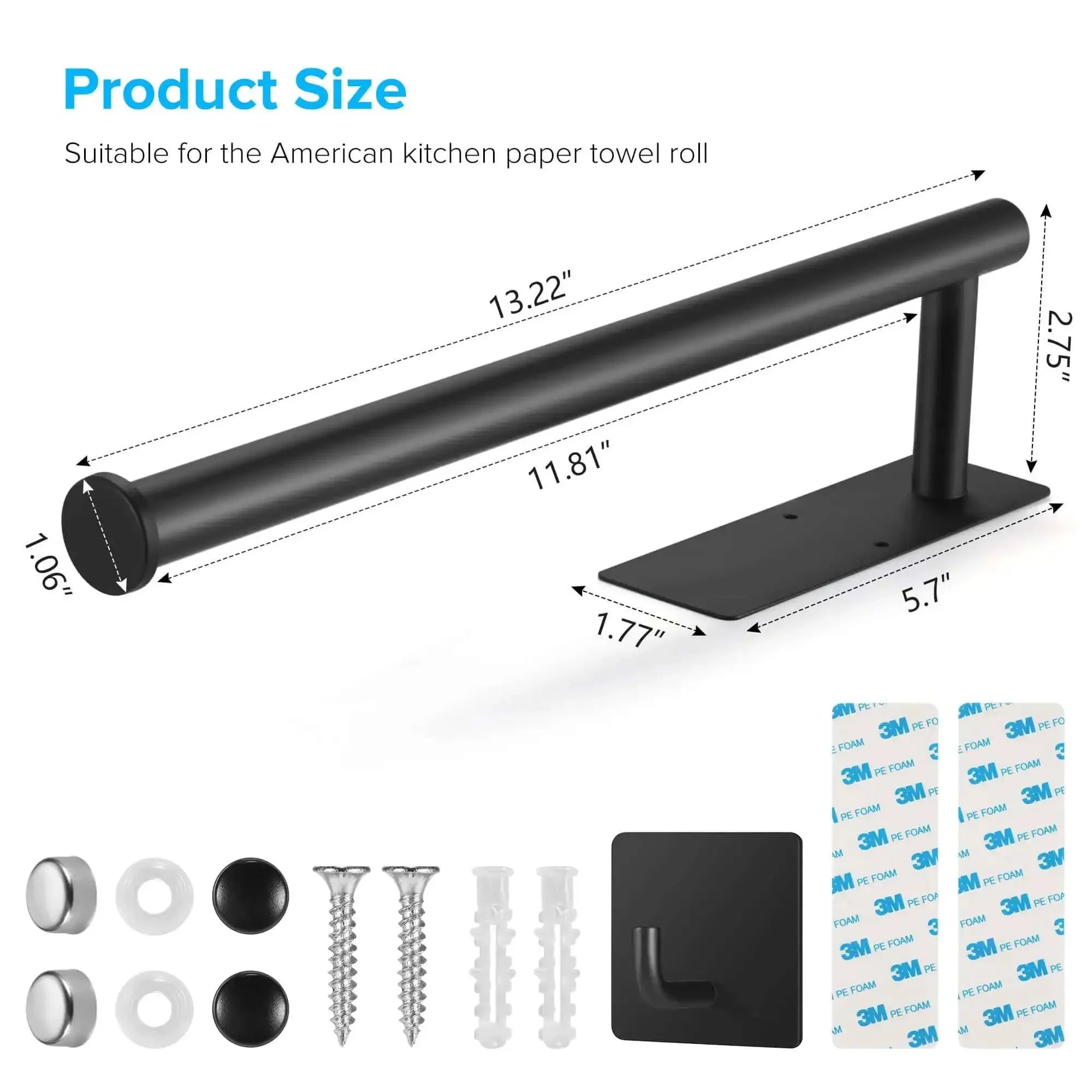 Under Cabinet Paper Towel Holder With Optional No Drill Self Adhesive Or Drill In Wall Mount Heavy Duty Stainless Steel SUS304 Fits Mega Paper Towels Great For Kitchen And RV - Image 5