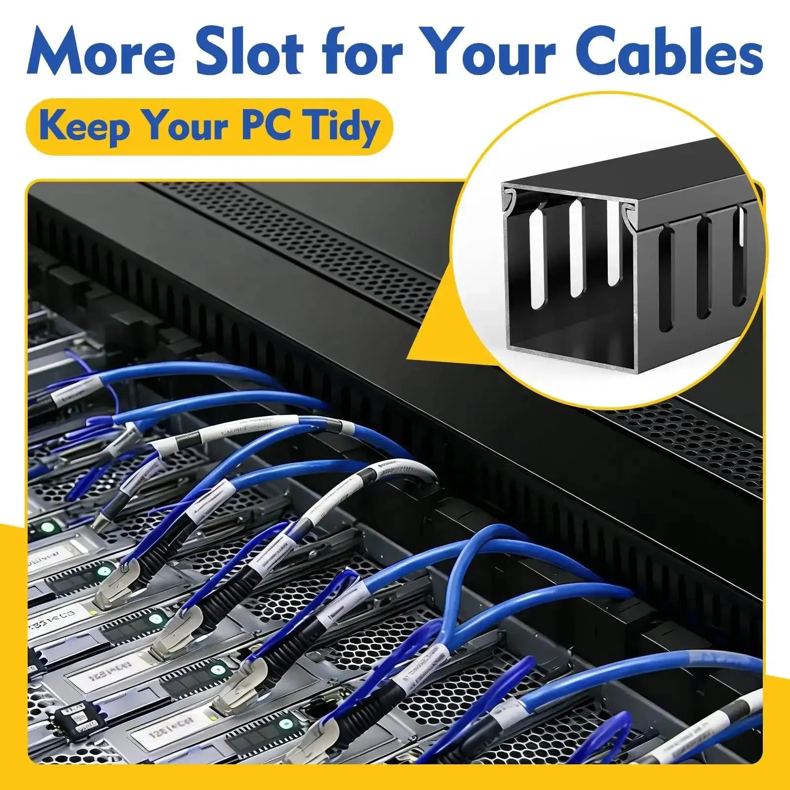 Under Desk Cable Management Raceways Kit, Two-Piece Open Slot Duct For Hiding Wires, 30.8 Inch Total Length, Black, Each 1.97 Inch High By 1.97 Inch Wide, Keeps Computer And TV Cables Neat And Safe - Image 3