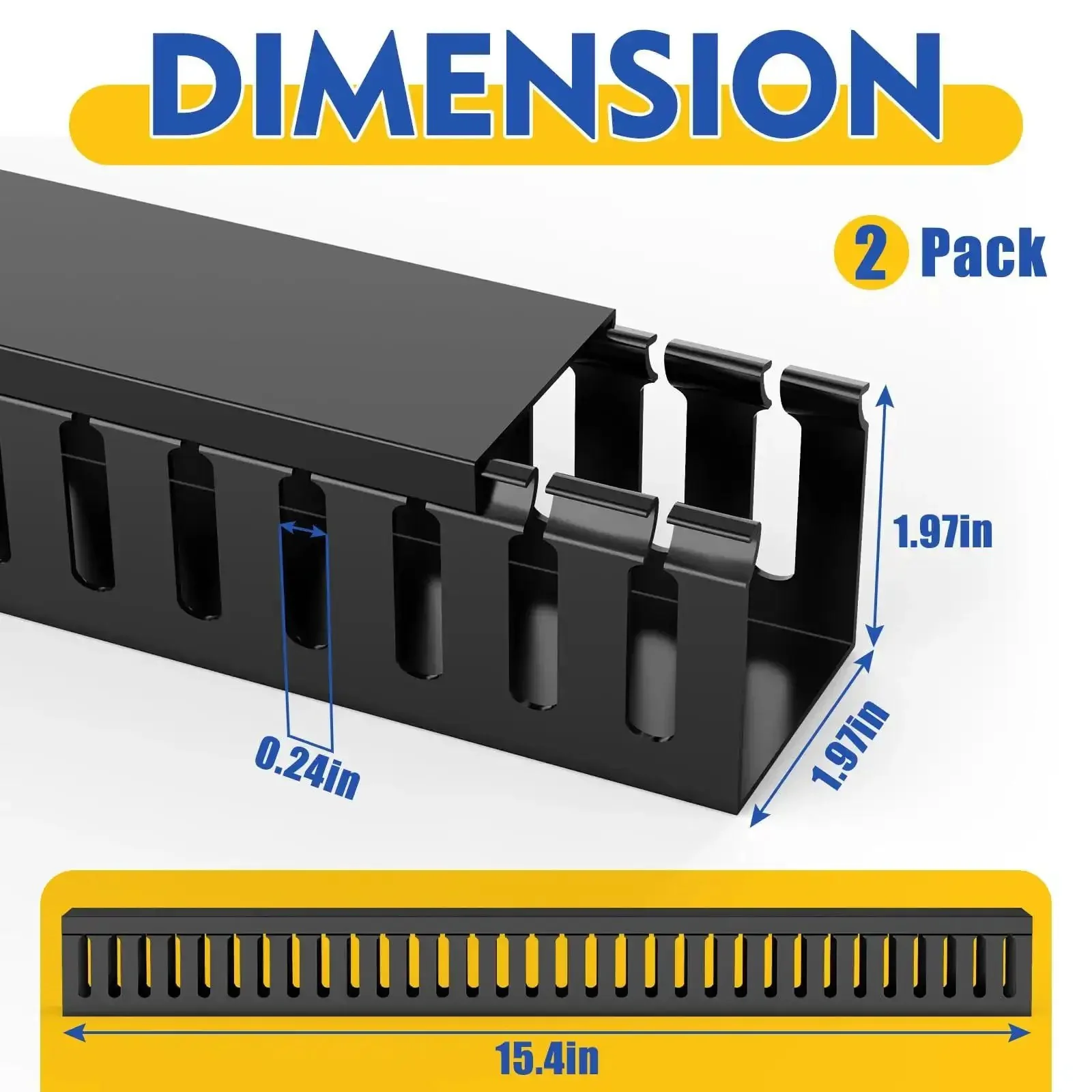 Under Desk Cable Management Raceways Kit, Two-Piece Open Slot Duct For Hiding Wires, 30.8 Inch Total Length, Black, Each 1.97 Inch High By 1.97 Inch Wide, Keeps Computer And TV Cables Neat And Safe - Image 7