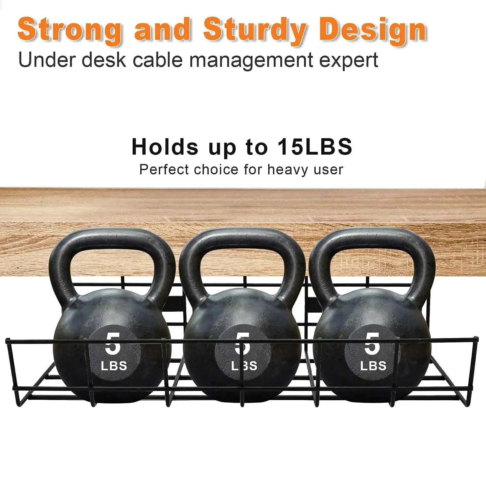 Under Desk Cable Management Tray 2 Pack Heavy Duty Metal Wire Cord Organizer For Office Studio And Home Black Under Table Wire Tray To Tidy Power Strips Ethernet USB Hubs HDMI Cables And More Say Goodbye To Cable Chaos - Image 6