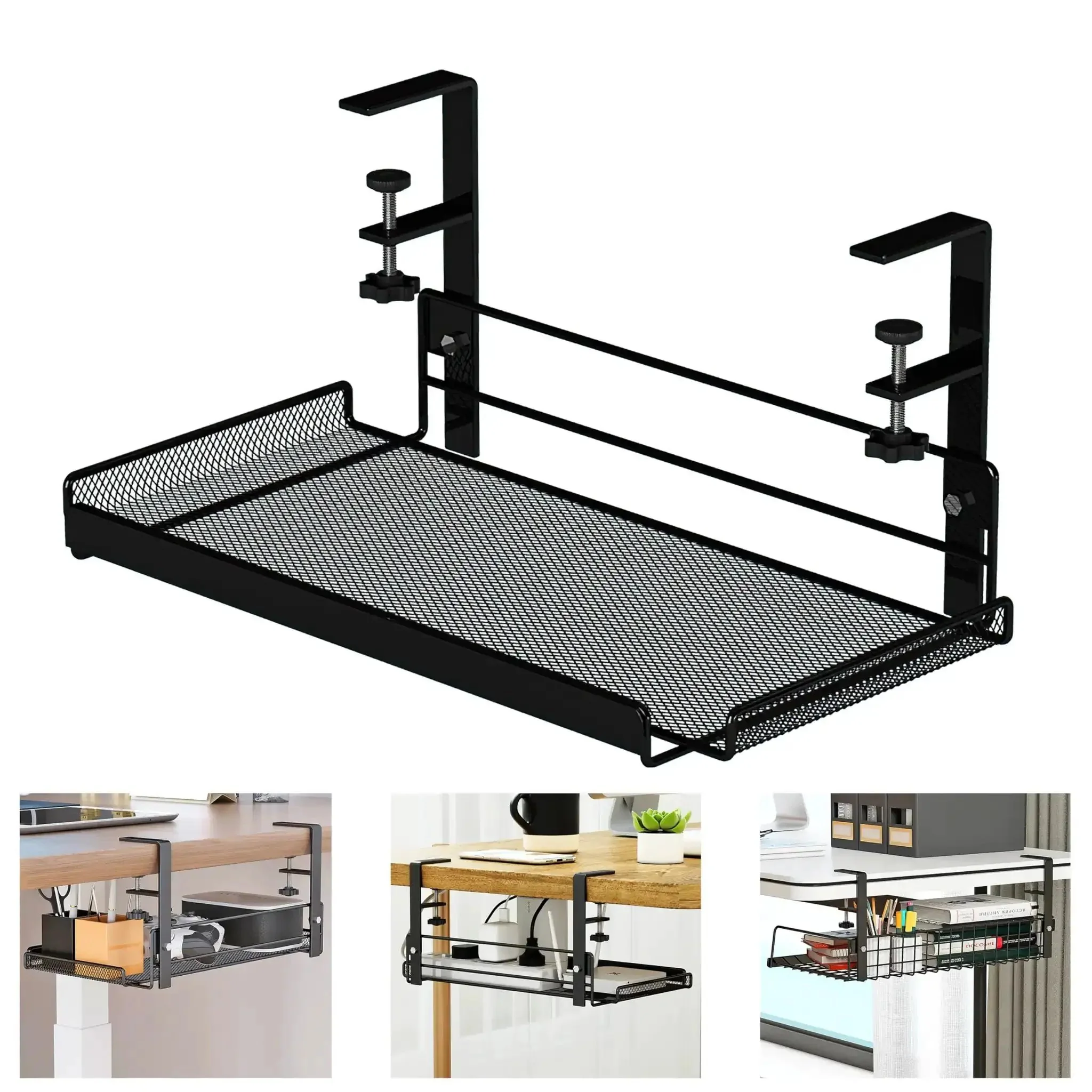 Under Desk Cable Management Tray For Cords And Wires, Shelf Organizer To Tidy Cables, Hidden Cable Tray, Medium Fit, Sleek Desk Cord Organizer For Home Office