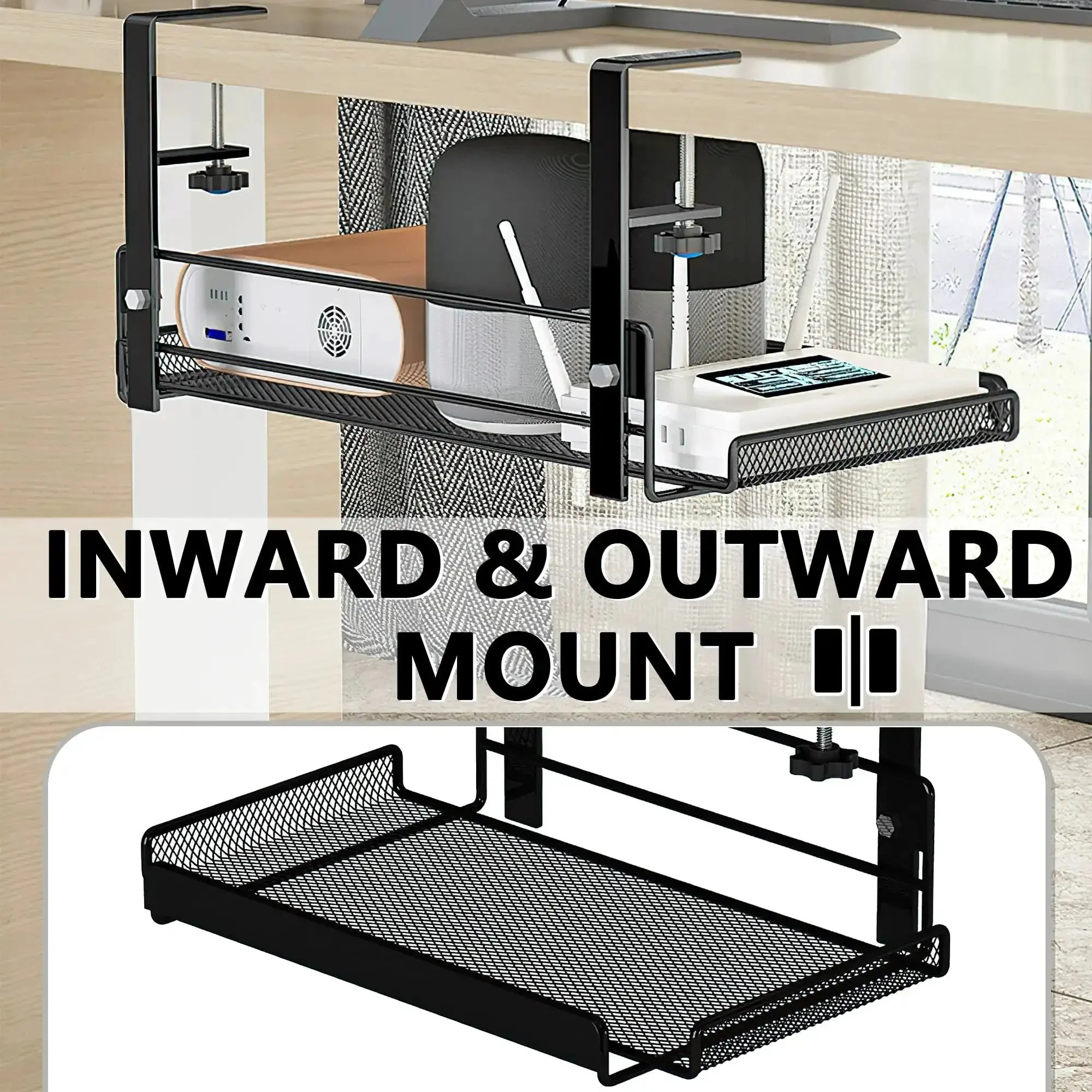 Under Desk Cable Management Tray For Cords And Wires, Shelf Organizer To Tidy Cables, Hidden Cable Tray, Medium Fit, Sleek Desk Cord Organizer For Home Office - Image 4