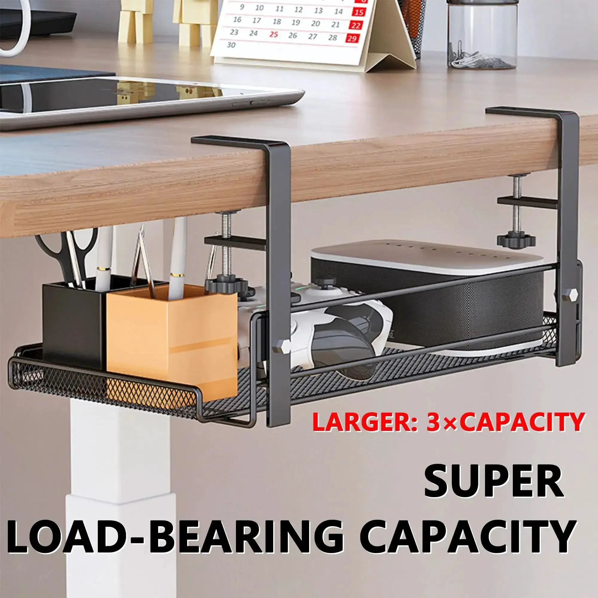 Under Desk Cable Management Tray For Cords And Wires, Shelf Organizer To Tidy Cables, Hidden Cable Tray, Medium Fit, Sleek Desk Cord Organizer For Home Office - Image 6