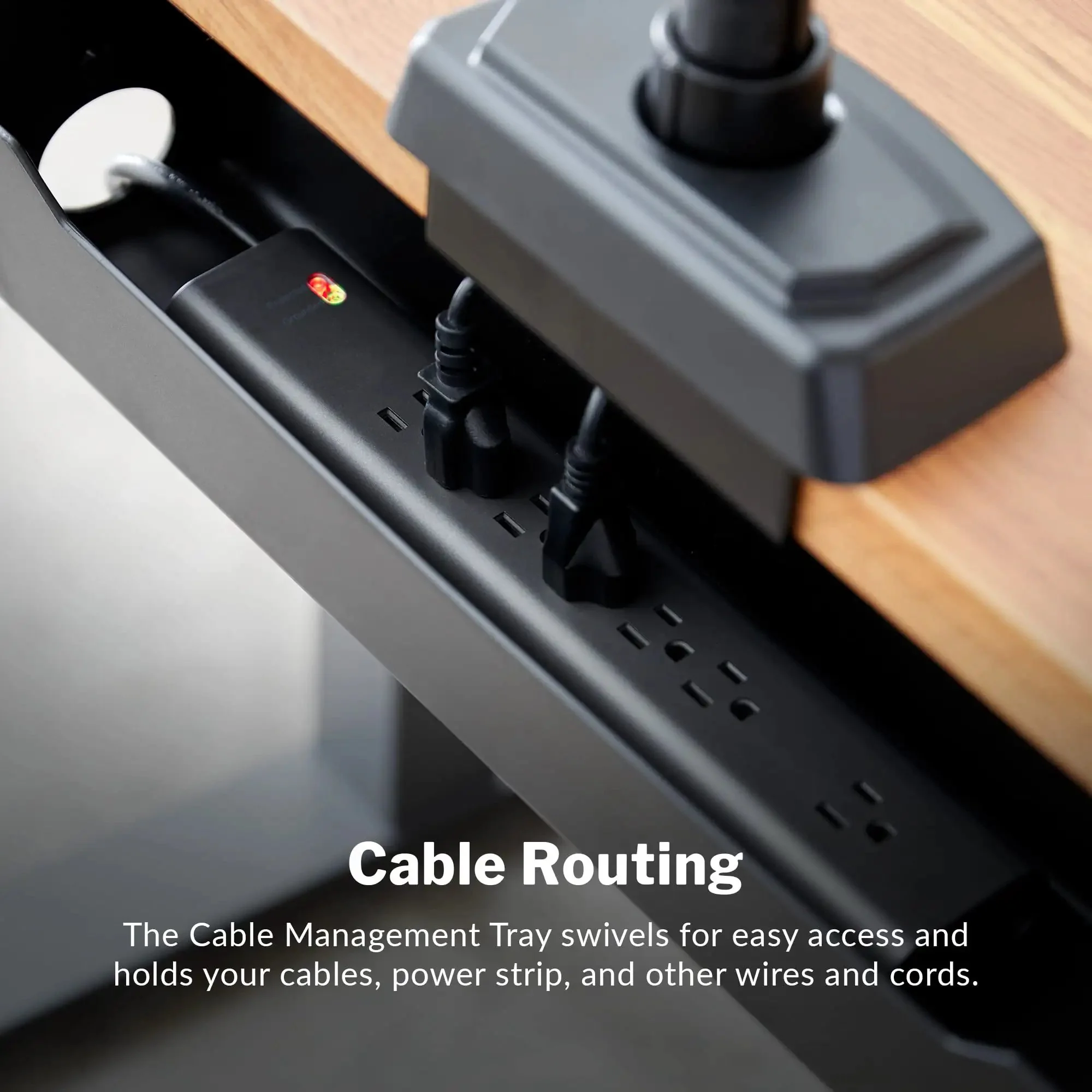 Under Desk Cable Management Tray For Sit Stand Desks, Keeps Cords Tidy And Out Of The Way, Fits 48x30, 60x24, 60x30, 72x30 Electric Standing Desks, Easy Assembly, Black - Image 5