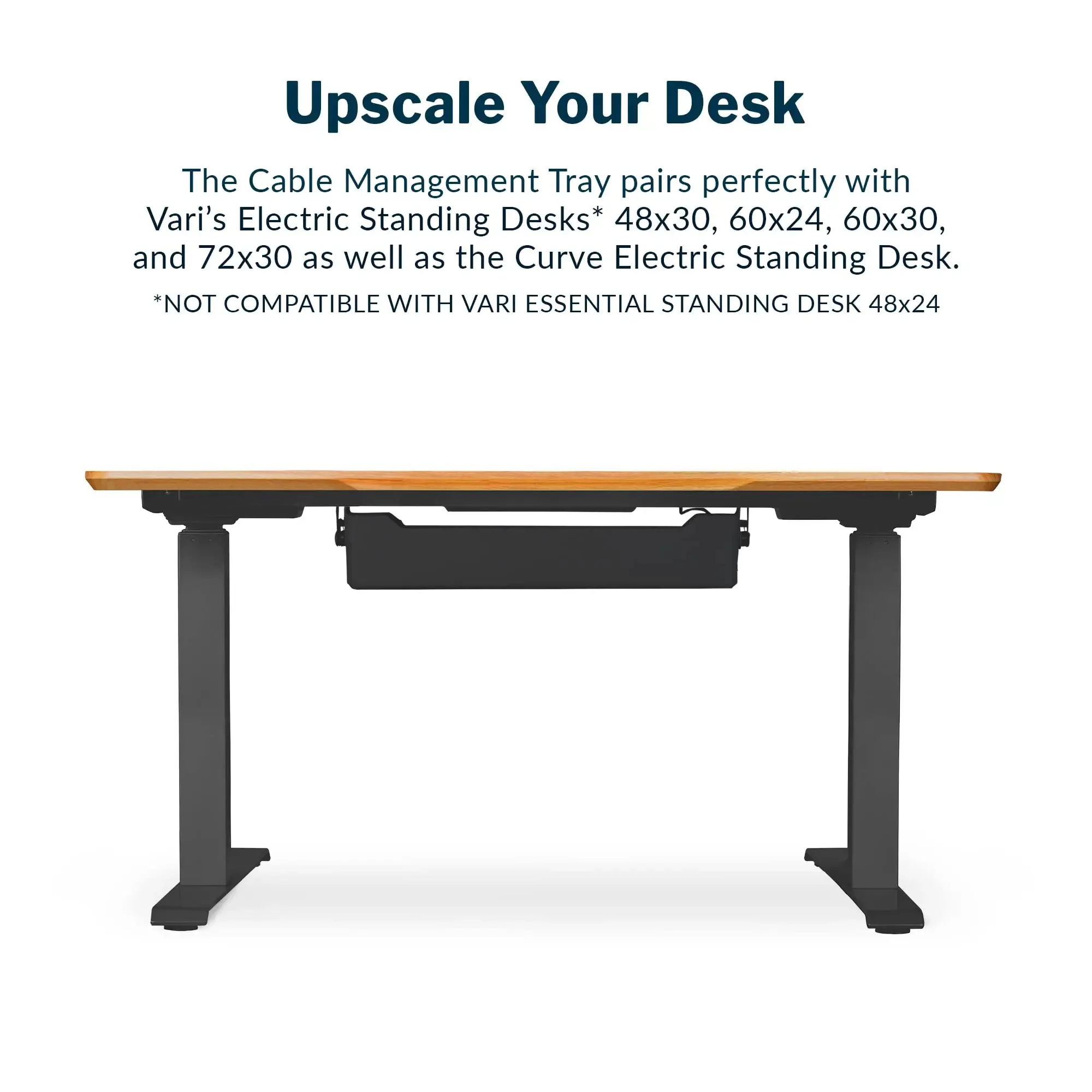 Under Desk Cable Management Tray For Sit Stand Desks, Keeps Cords Tidy And Out Of The Way, Fits 48x30, 60x24, 60x30, 72x30 Electric Standing Desks, Easy Assembly, Black - Image 6
