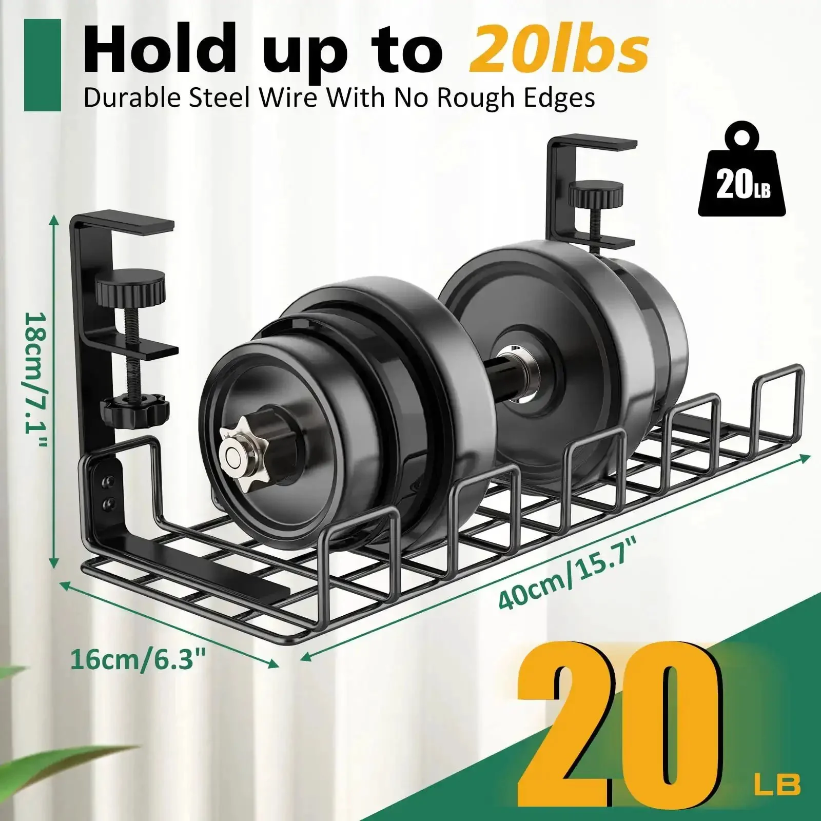 Under Desk Cable Management Tray No Drill Easy Install Steel Wire Organizer For A Clean Clutter Free Desk Setup L15.7 In By W6.3 In By H7.2 In With Five Cord Dividers And Two Computer Wire Organizers - Image 5