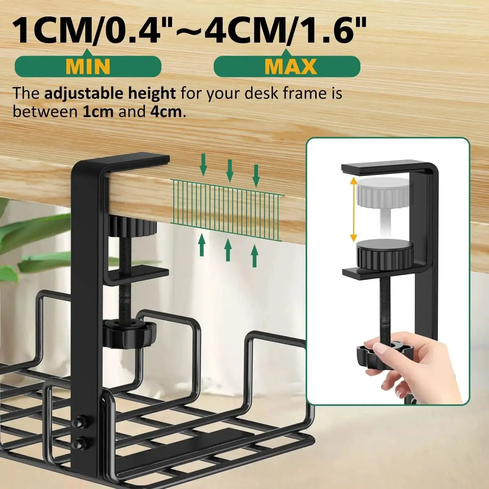 Under Desk Cable Management Tray No Drill Easy Install Steel Wire Organizer For A Clean Clutter Free Desk Setup L15.7 In By W6.3 In By H7.2 In With Five Cord Dividers And Two Computer Wire Organizers - Image 6