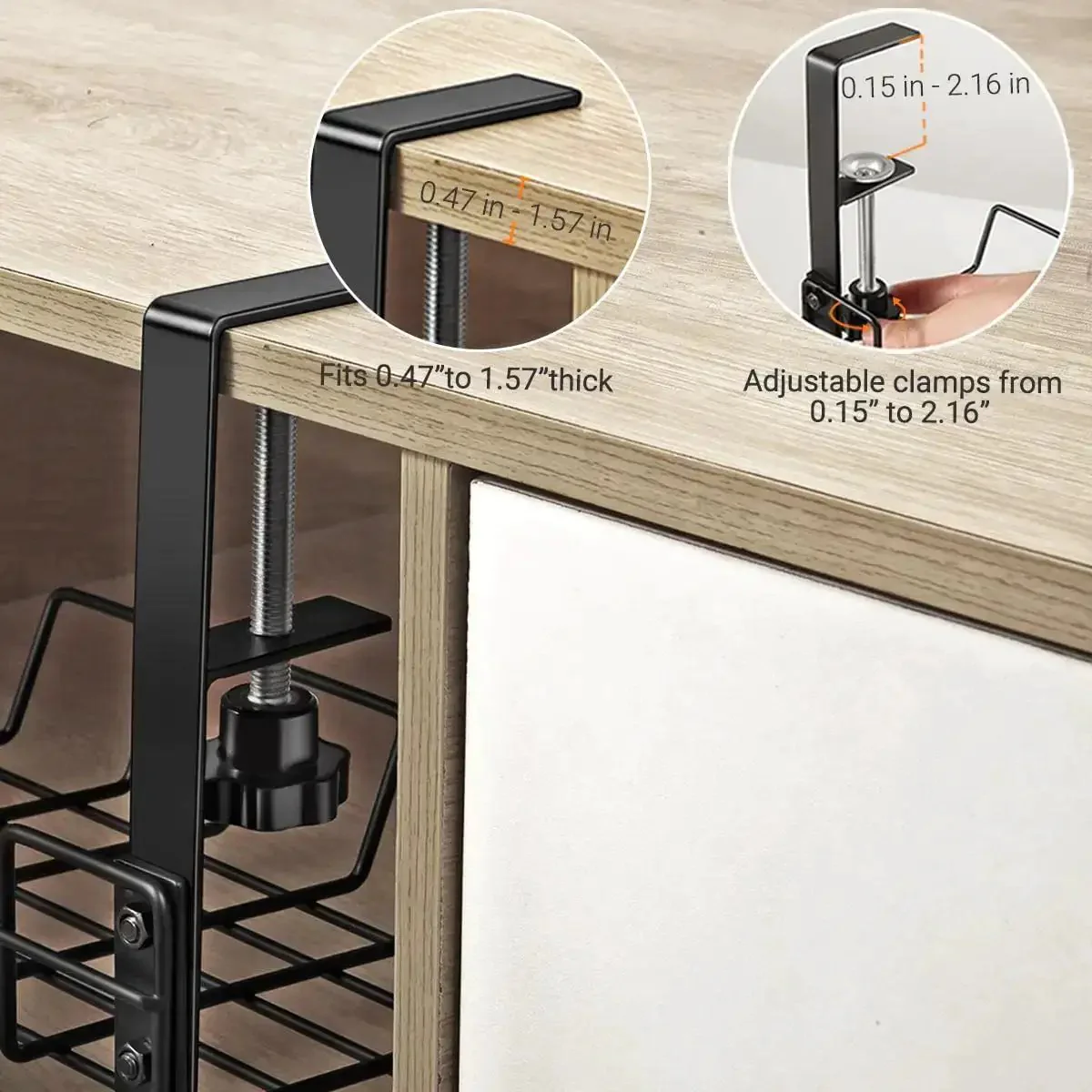 Under Desk Cable Management Tray Organizer For Cords And Wires No Drill Installation Easy Mount Keeps Your Home Office Clean And Tidy For PC Laptop Desktop And Workstation - Image 4