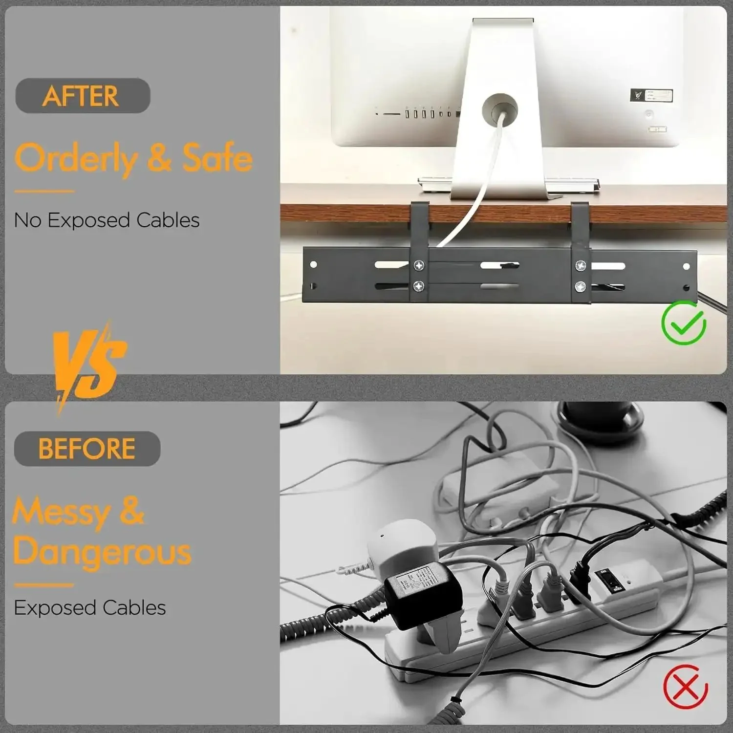 Under Desk Cable Management Tray With 17 To 30 Inches Retractable Cord Organizer, Clamp Mount Wire Basket, Power Strip Holder And Metal Cord Organizer For Office And Home - Image 5