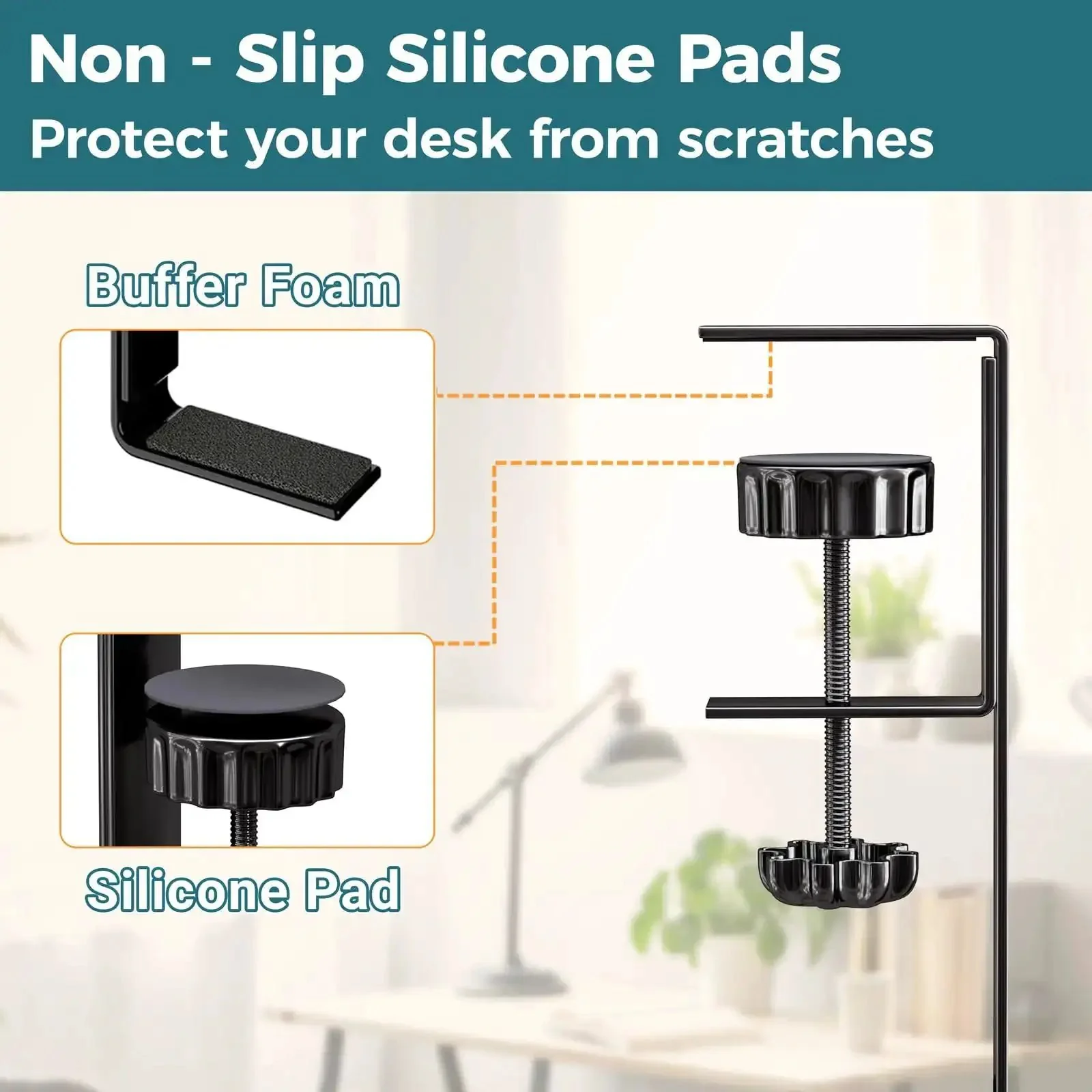 Under Desk Cable Management Tray With Clamp No Drill Installation 25.3 Inch Large Capacity Metal Cord Organizer For Standing Desks Home Office And Gaming Setup Black - Image 7