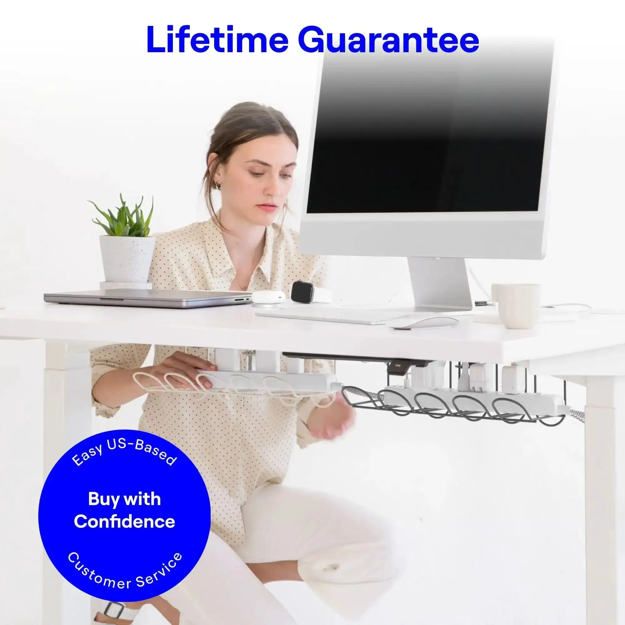 Under Desk Cable Organizer Tray With No Drill Clamp Tool Free Cord Management System That Hides Cables Easy Install Keeps Home Office Clean Powder Coated Metal Grey - Image 3