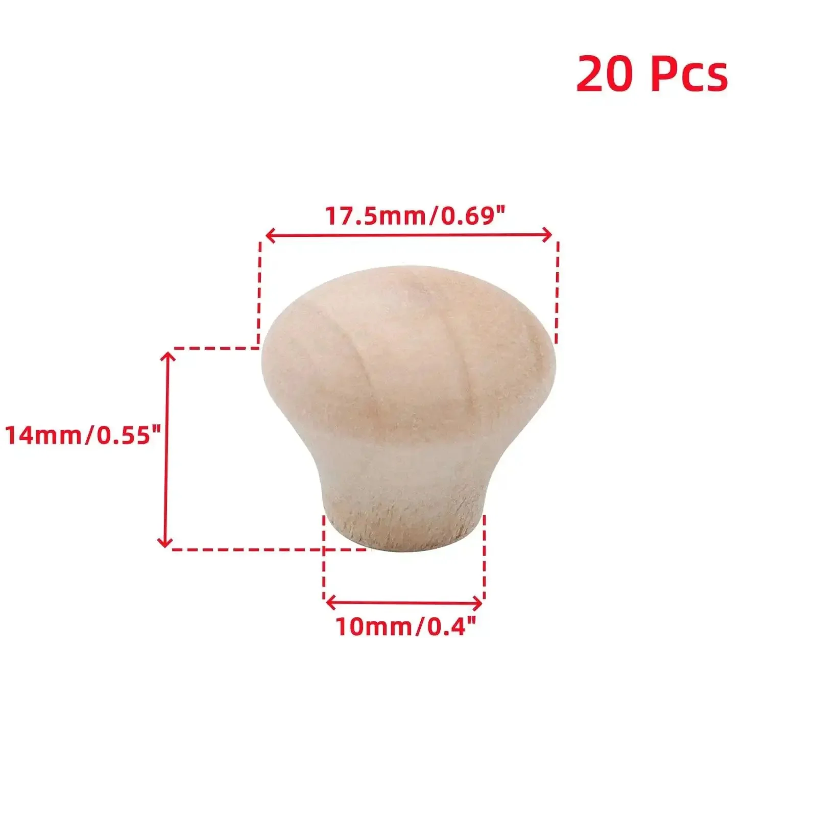 Unfinished Wood Cabinet Pull Knobs, Mini Drawer Handles For Furniture And Doors, No-Fuss Finish Ready To Paint Or Stain, Durable Wood Pulls 0.69 x 0.55 Inches, Includes Screws, 20 Pieces For Cabinets, Dressers, Closets - Image 6
