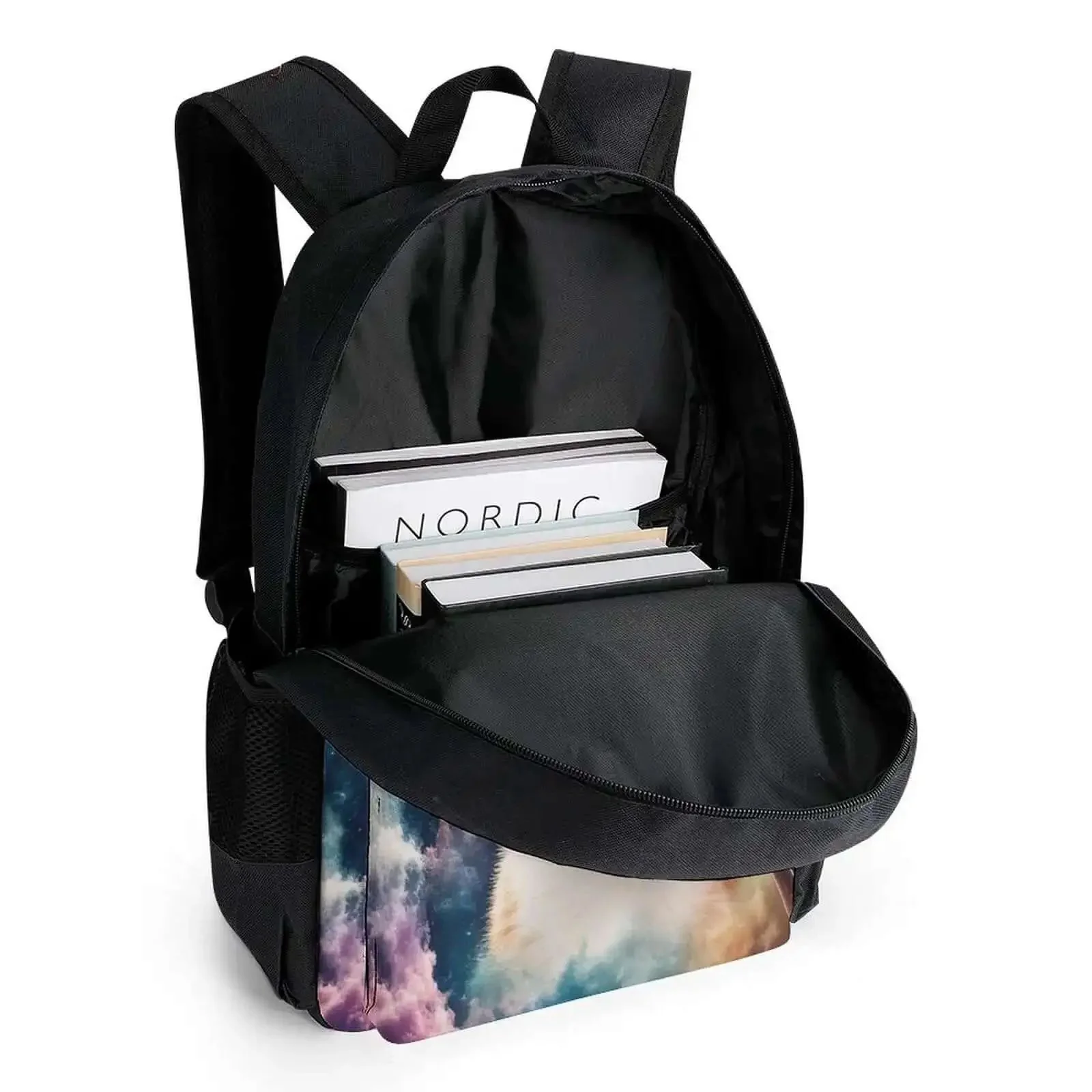 Unisex Laptop Backpack With Big Storage For Work And College Dope Galaxy Space Cat Sunglasses Theme Easy To Organize Comfortable Breathable Straps Durable Polyester Travel Bag - Image 4