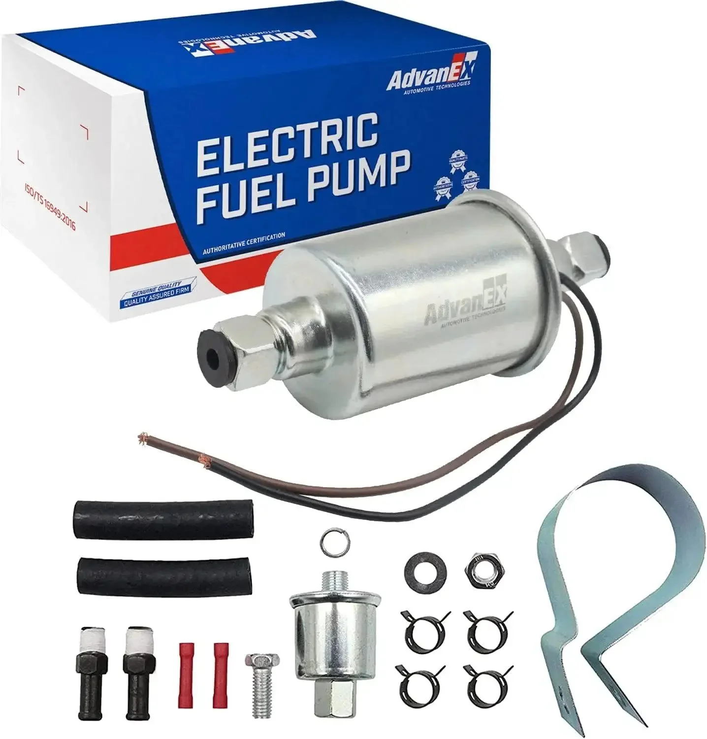 Universal 12V Electric Fuel Pump Low Pressure Transfer Pump For Gasoline And Diesel With Installation Kit For Carburetors Fits Cars Trucks Boats Generators 80 Liters Per Hour Flow Rate 5 To 9 PSI Copper Wire Core OEM Part E8012S