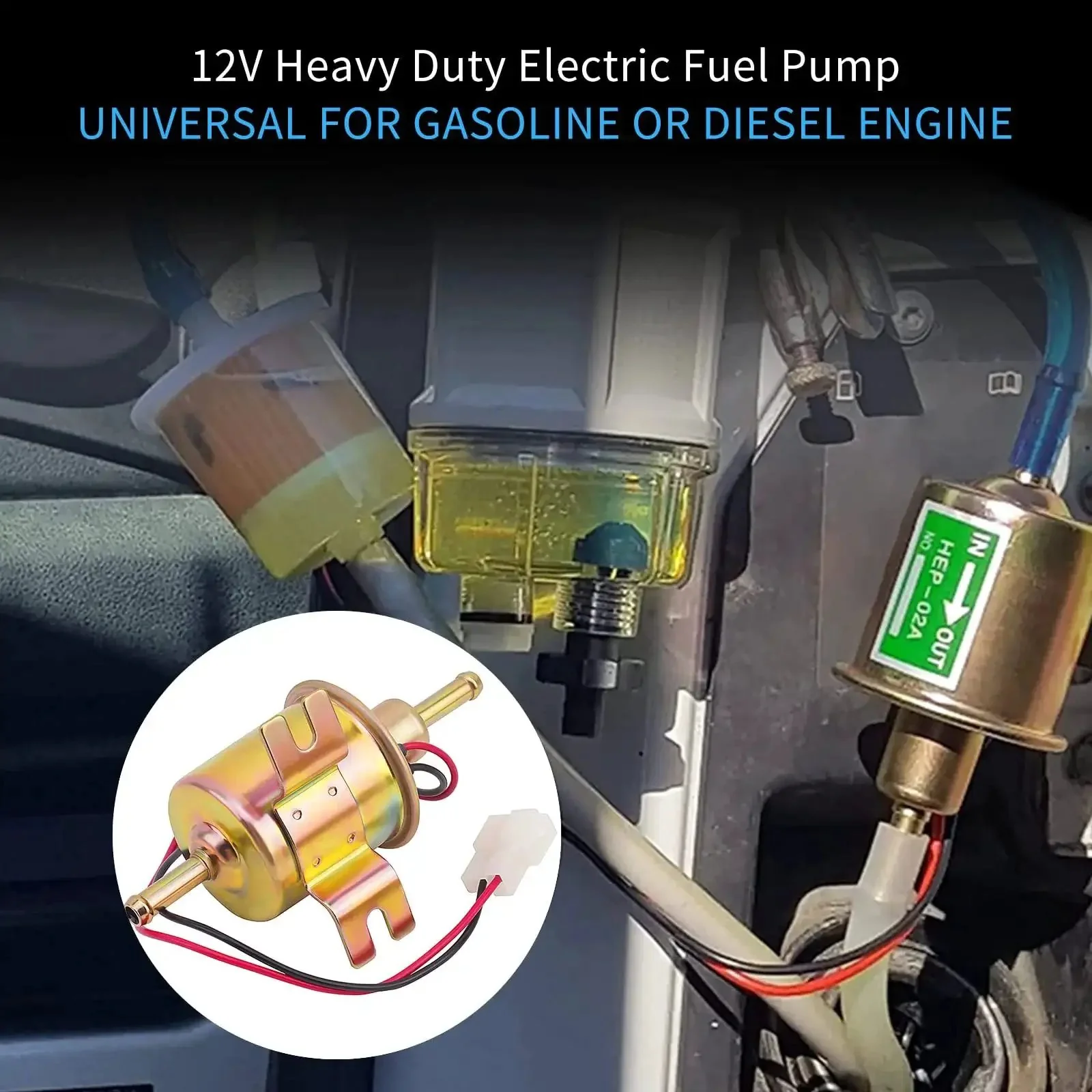 Universal 12V Inline Electric Fuel Pump Low Pressure 2.5 To 4 PSI For Gasoline Or Diesel Engines With Metal Construction Ideal For Motorcycle Carburetors ATVs Trucks Boats And Other Automotive Marine Applications - Image 3