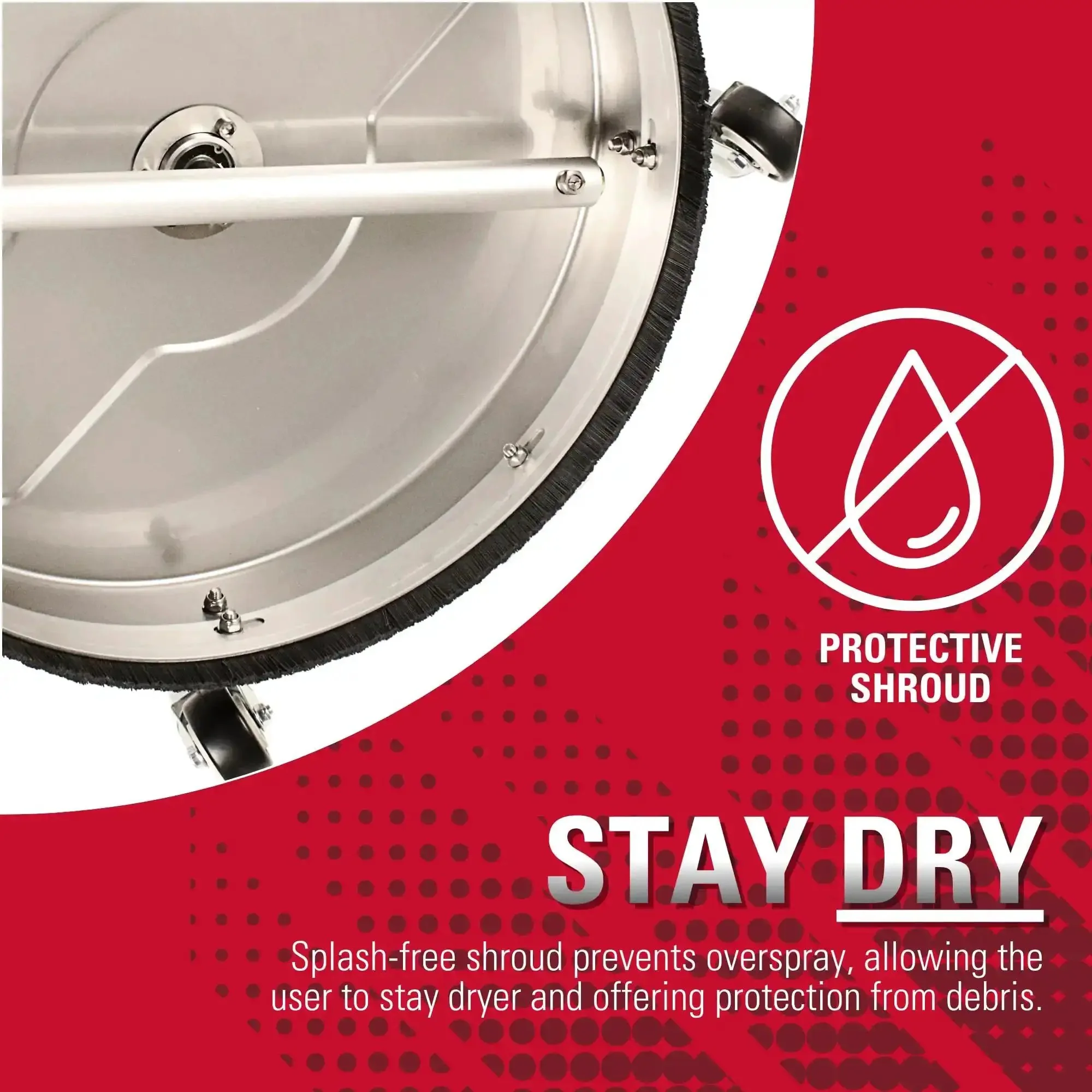 Universal 16.5 Inch Pressure Washer Surface Cleaner Stainless Steel For Gas And Electric Cold Water One Quarter Inch Quick Connect Max 4000 PSI Perfect For Driveways Patios And Sidewalks - Image 4