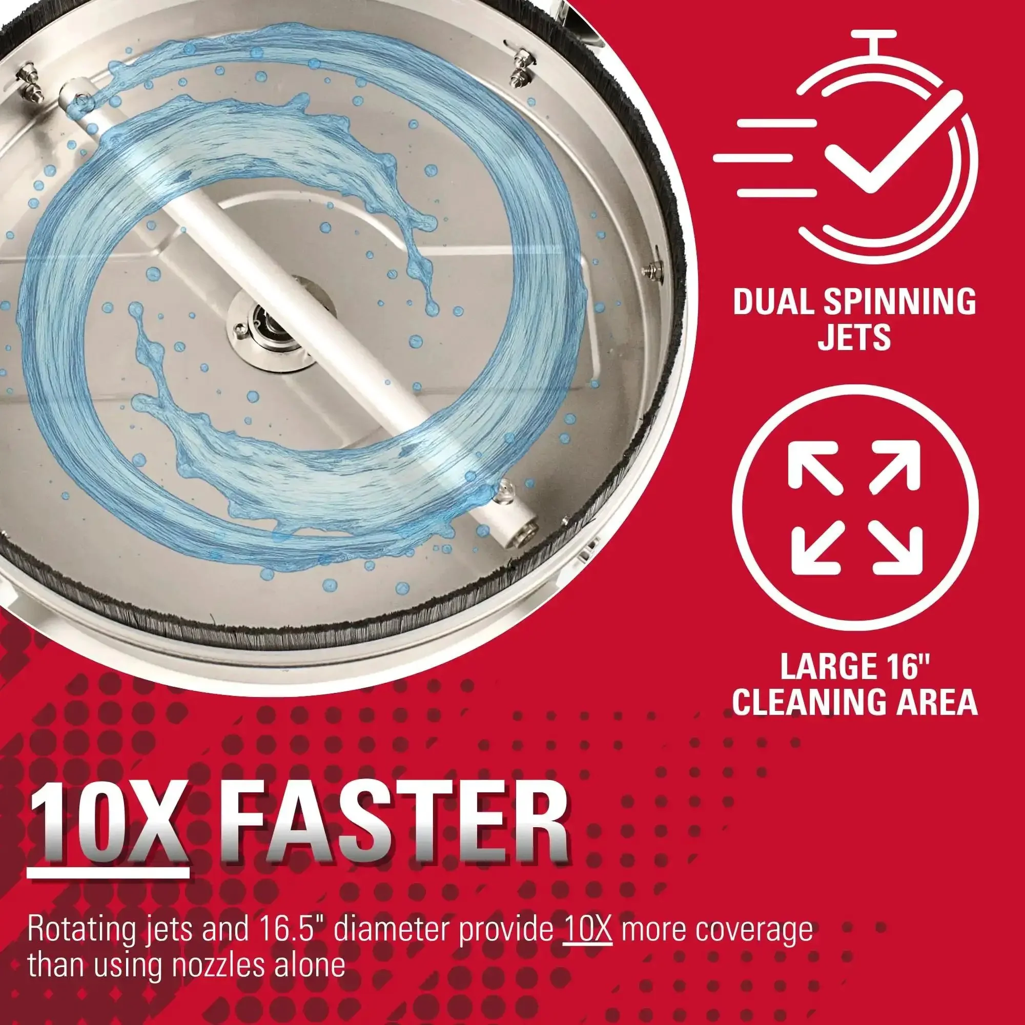 Universal 16.5 Inch Pressure Washer Surface Cleaner Stainless Steel For Gas And Electric Cold Water One Quarter Inch Quick Connect Max 4000 PSI Perfect For Driveways Patios And Sidewalks - Image 8