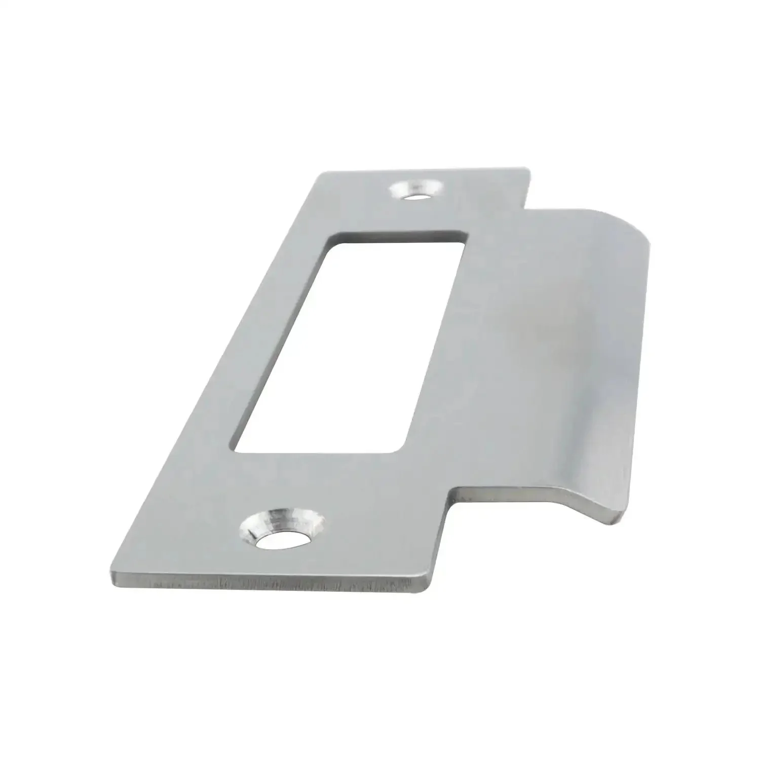Universal 4 7/8 Inch Latch Strike Plate Backplate Kit In Iron With Brushed Zinc Finish And Screws Built Tough For Silver Door Latch Plate And Stainless Steel Guide Plate Easy Install And Home Security Upgrade - Image 2
