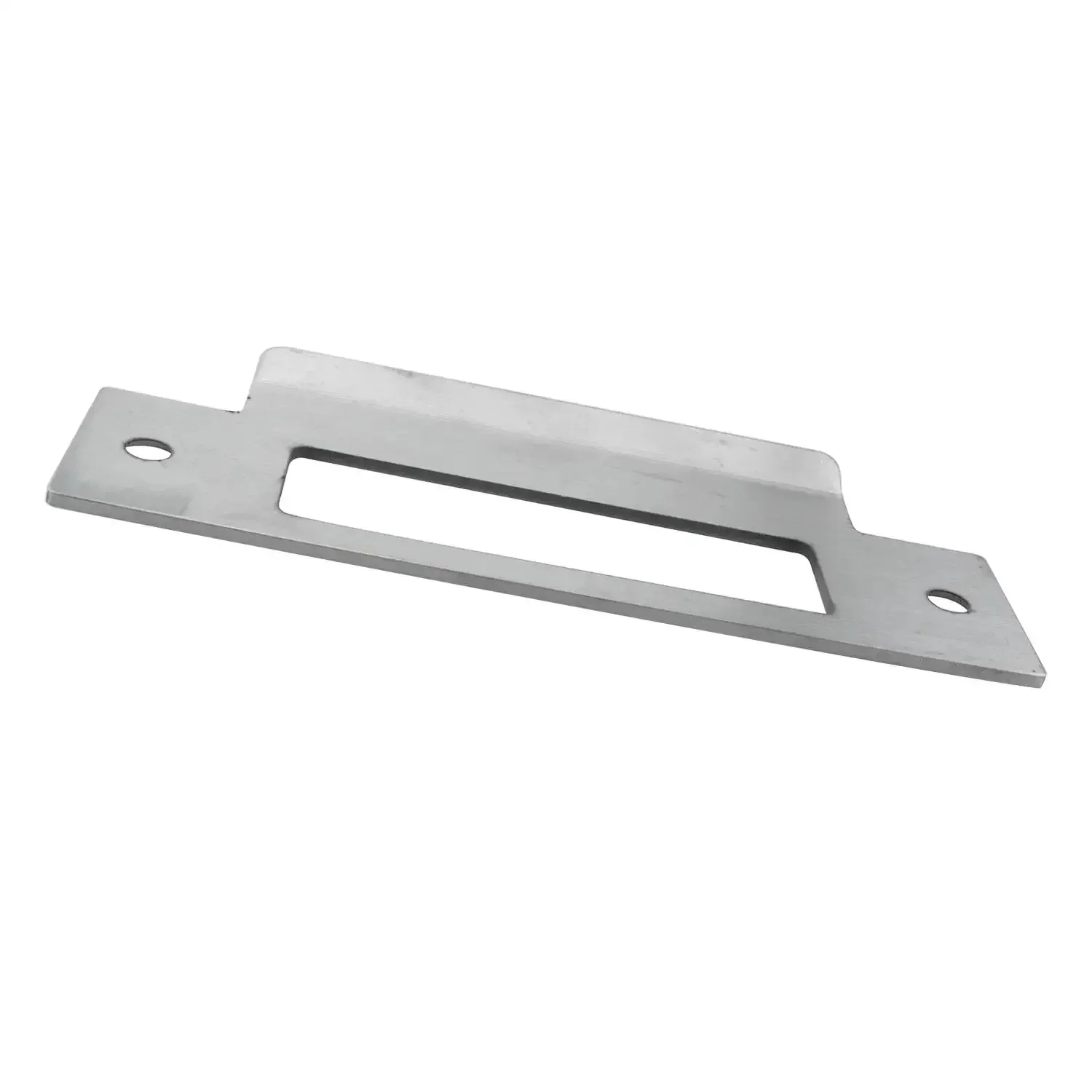 Universal 4 7/8 Inch Latch Strike Plate Backplate Kit In Iron With Brushed Zinc Finish And Screws Built Tough For Silver Door Latch Plate And Stainless Steel Guide Plate Easy Install And Home Security Upgrade - Image 3