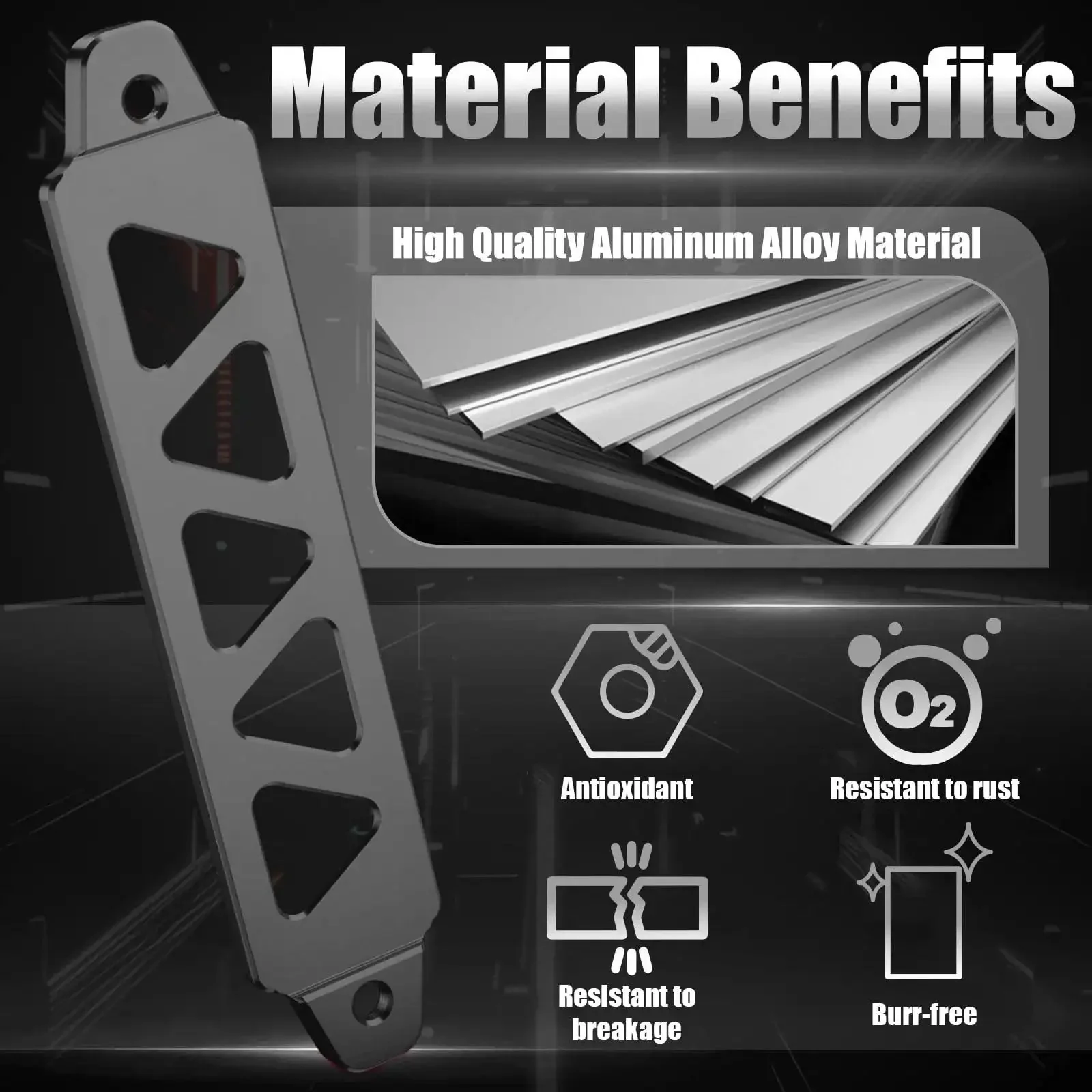 Universal 8.5 Inch Triangular Battery Hold Down Kit With Five Hole Bracket And J Bolts Aluminum Alloy Construction Tough As Nails Built To Last For Car SUV RV Battery Tie Down Mount Black - Image 6