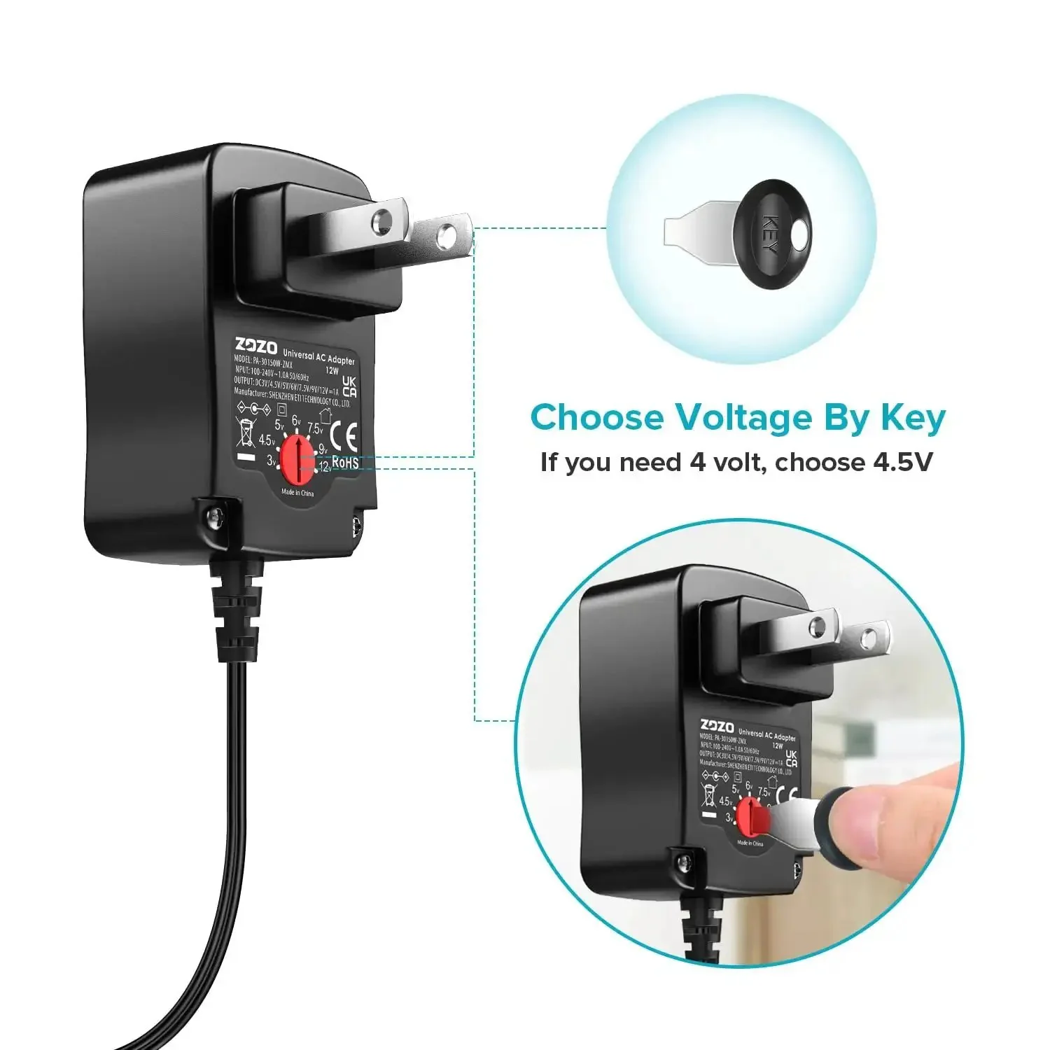 Universal AC DC Power Adapter 12W With 8 Tips 5.5x2.1mm And 5.5x2.5mm Micro USB Output For Routers, Speakers, CCTV Cameras, And LED Strip Lights A Safe Switching Power Supply For Your Home Gear - Image 5