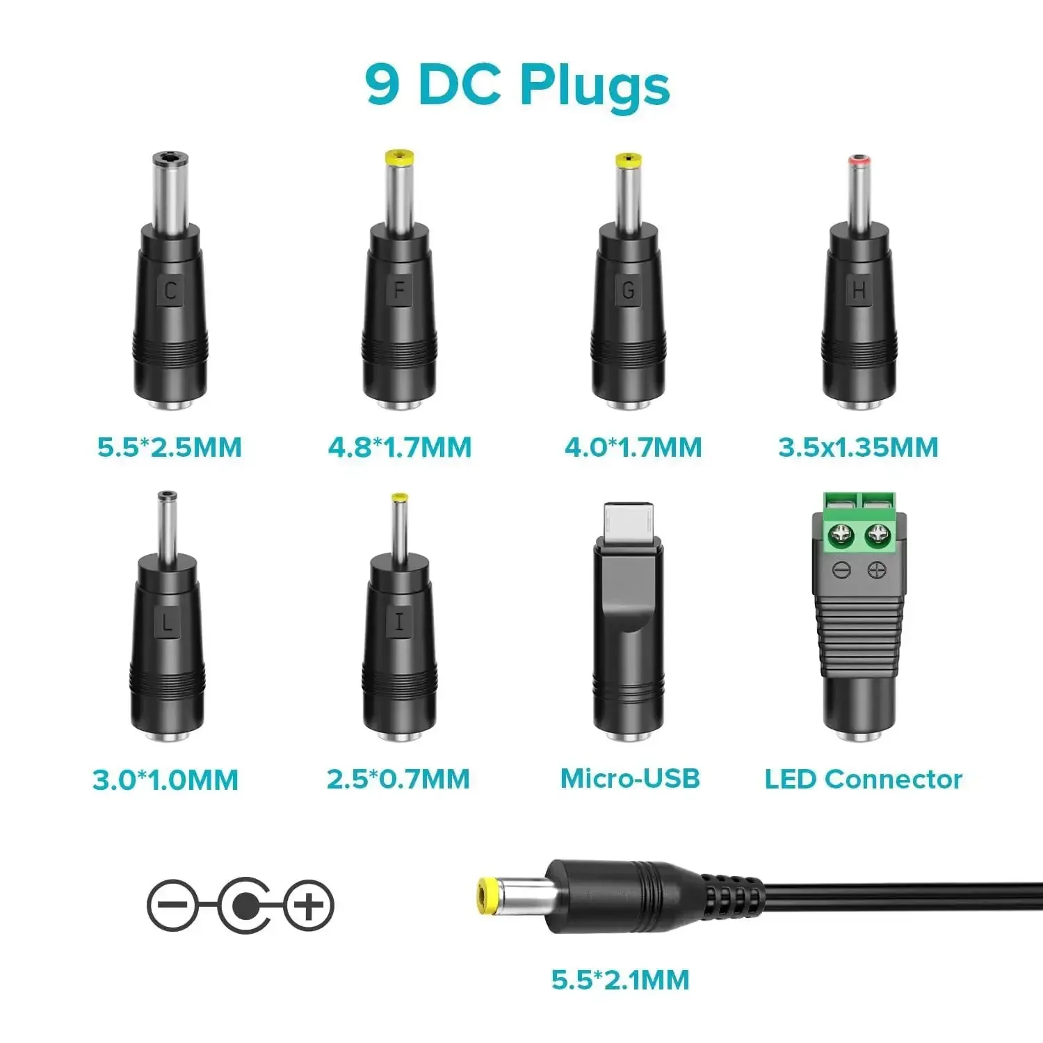 Universal AC DC Power Adapter 12W With 8 Tips 5.5x2.1mm And 5.5x2.5mm Micro USB Output For Routers, Speakers, CCTV Cameras, And LED Strip Lights A Safe Switching Power Supply For Your Home Gear - Image 6
