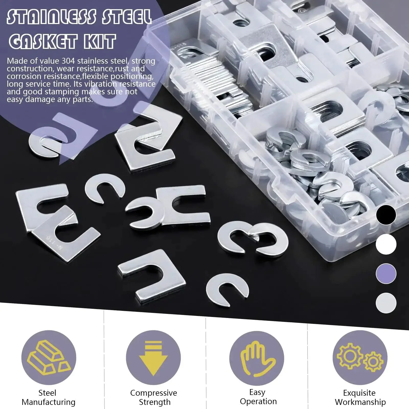 Universal Auto Body Shim Kit With Zinc Plated Shims In Three Eighths And One Half Inch Sizes, 152-Piece U Type And C Type Alignment Shims For Dead-On Body Part Alignment, Camber Adjustment, And Quick Fitment For Your Ride - Image 4