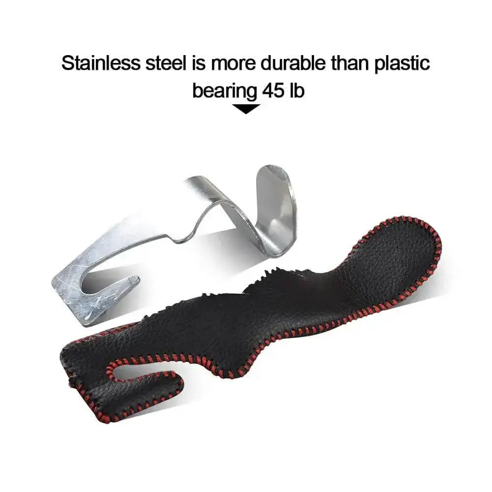 Universal Back Seat Headrest Hooks For Purses Bags Groceries Cloth And Drinks And More Microfiber Leather And Stainless Steel Car Hanger Heavy Duty 45 Pounds Capacity Per Hook Soft Protective Finish Prevents Scratches Keeps Your Ride Tidy And Handy - Image 4