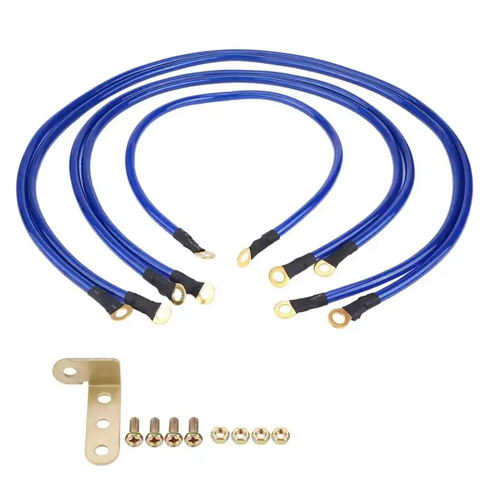 Universal Car Grounding Kit With PVC Ground Wires Set Includes 2 100cm Cables, 2 80cm Cables, And 1 60cm Cable, Earth Ground System For Faster Starts And More Reliable Vehicle Electrical Ground