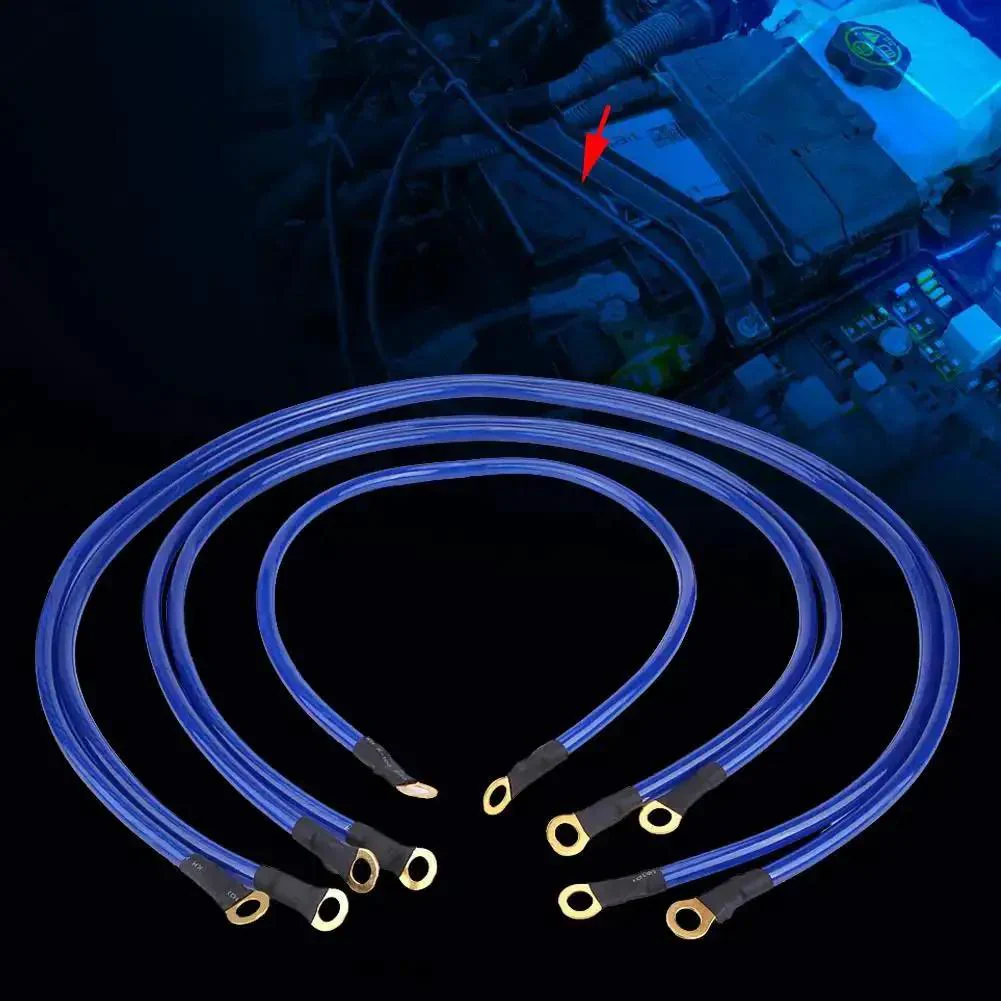 Universal Car Grounding Kit With PVC Ground Wires Set Includes 2 100cm Cables, 2 80cm Cables, And 1 60cm Cable, Earth Ground System For Faster Starts And More Reliable Vehicle Electrical Ground - Image 3