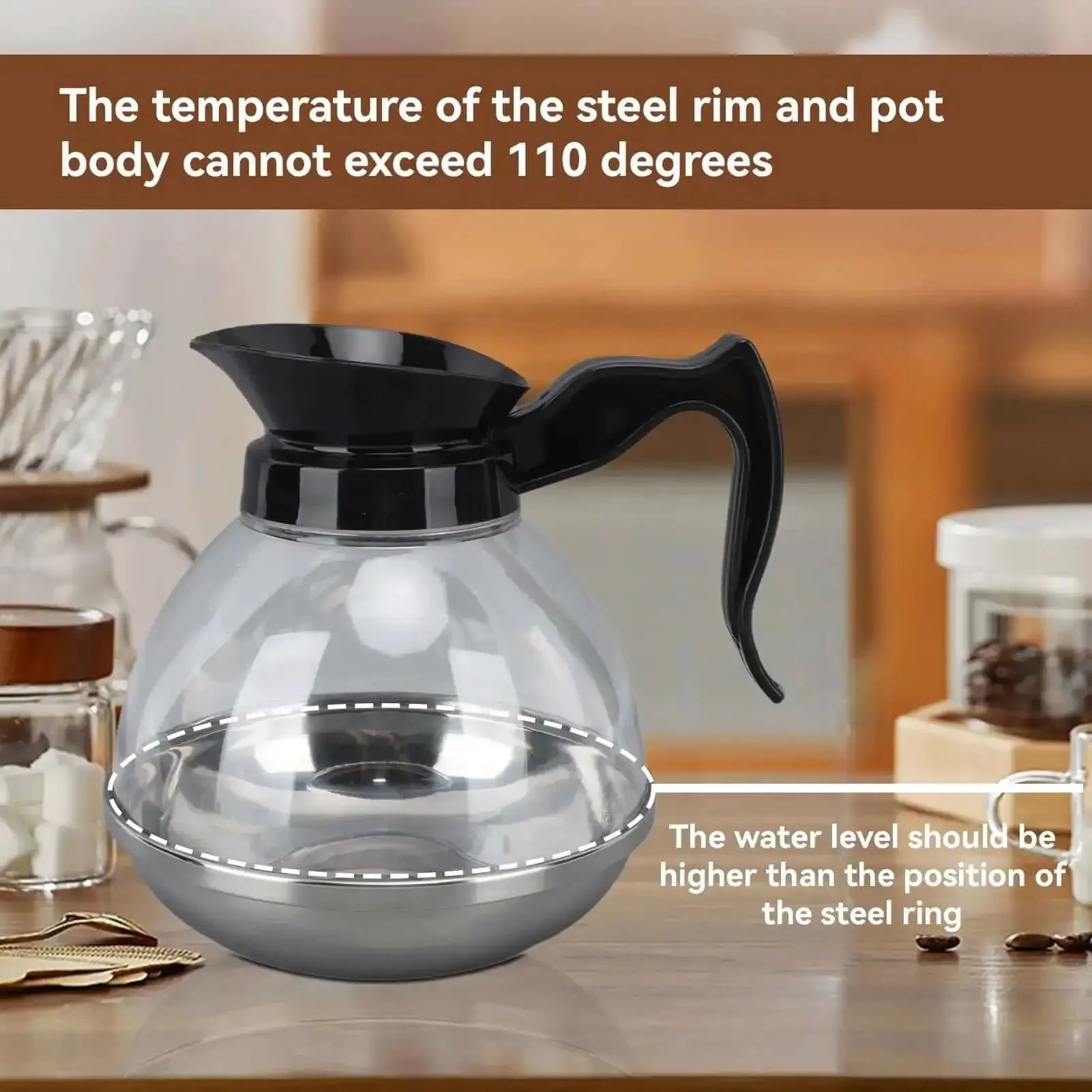 Universal Coffee Pot Replacement Carafe With Tight Fit Spout And Black Grip For Commercial And Home Use No Fuss Spill Proof Wide Compatibility With Coffee Machines And Stoves Durable Decanter - Image 6