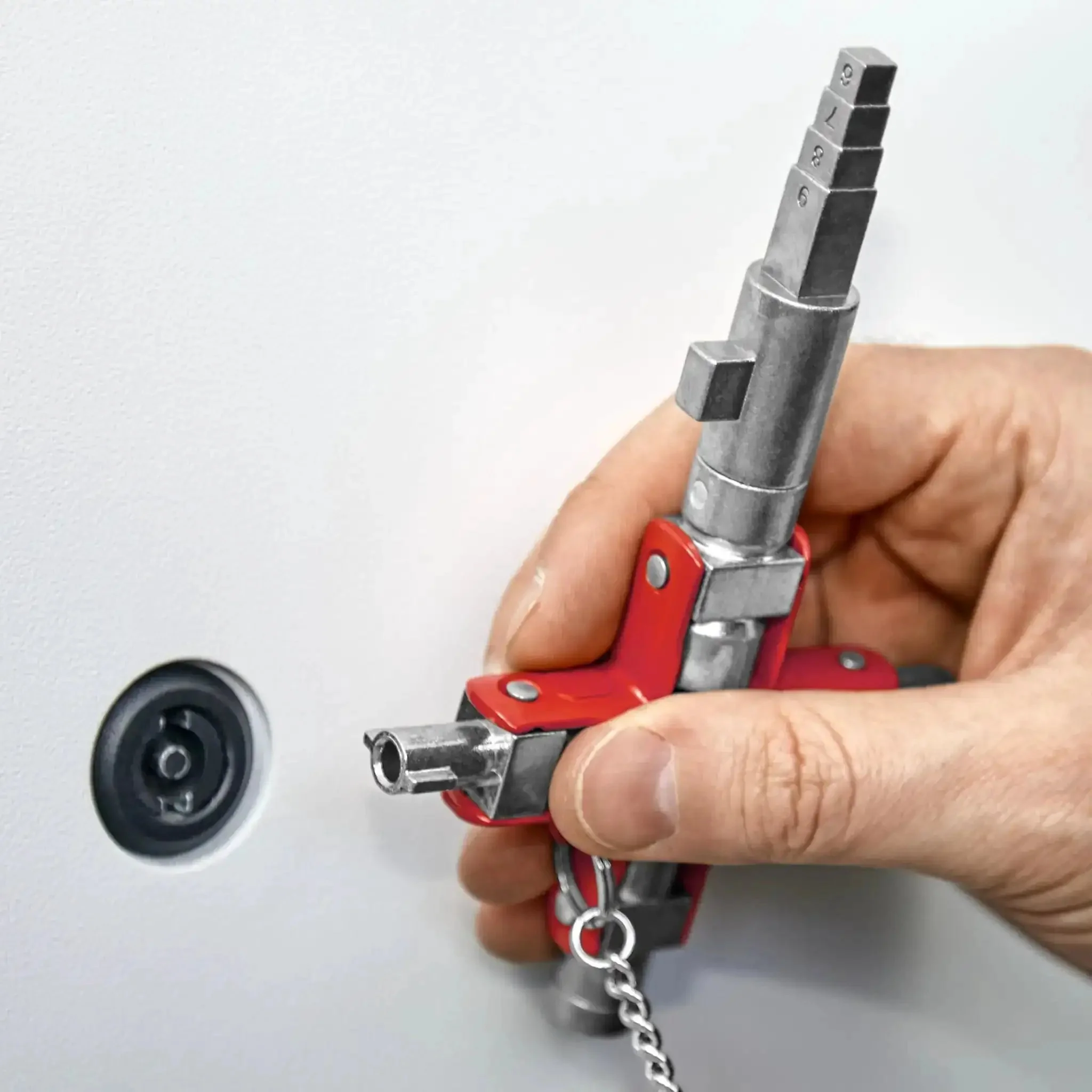Universal Construction Control Cabinet Key With Plug In Magnetic Support For Profile Cylinder Locks And Square Drive For Electrical Gas Water HVAC And Industrial Building Systems All Purpose Heavy Duty Go To Lock Tool - Image 2