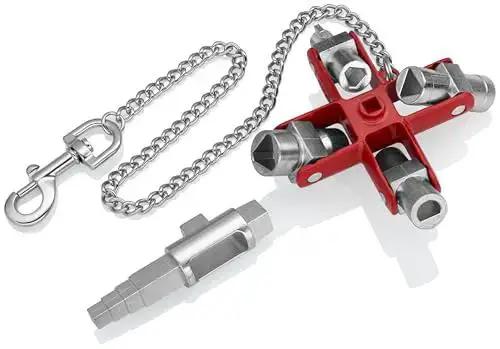 Universal Construction Control Cabinet Key With Plug In Magnetic Support For Profile Cylinder Locks And Square Drive For Electrical Gas Water HVAC And Industrial Building Systems All Purpose Heavy Duty Go To Lock Tool - Image 8