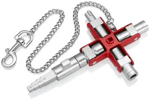Universal Construction Control Cabinet Key With Plug In Magnetic Support For Profile Cylinder Locks And Square Drive For Electrical Gas Water HVAC And Industrial Building Systems All Purpose Heavy Duty Go To Lock Tool - Image 9