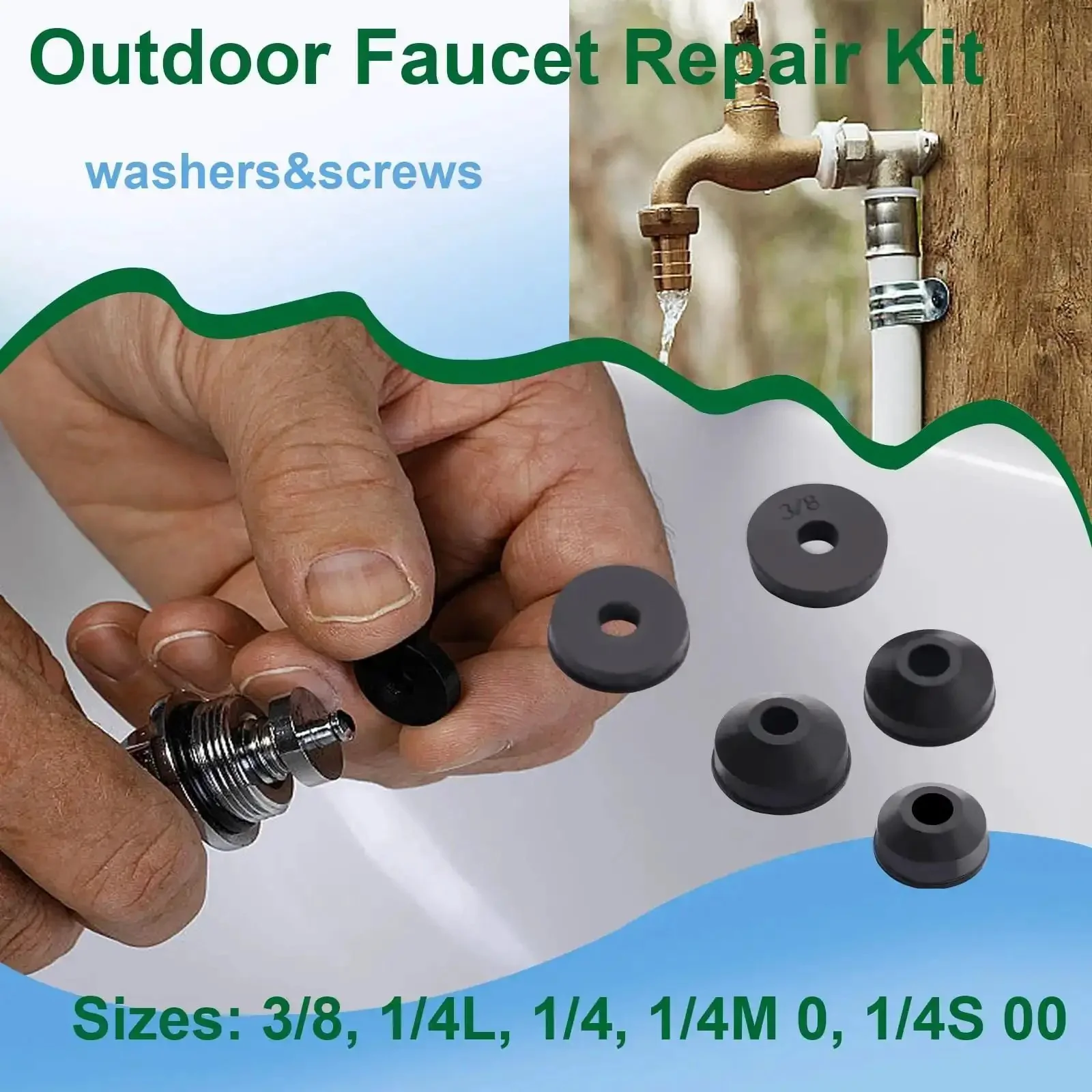 Universal Faucet Washer And O Ring Kit 1075Pcs With 18 Heat Resistant O Rings 10 Beveled And Flat Washers 14 Gasket Types For Faucets Hoses Spigots Home Plumbing Seal Repair With Pick Hook And Brass Screws - Image 8