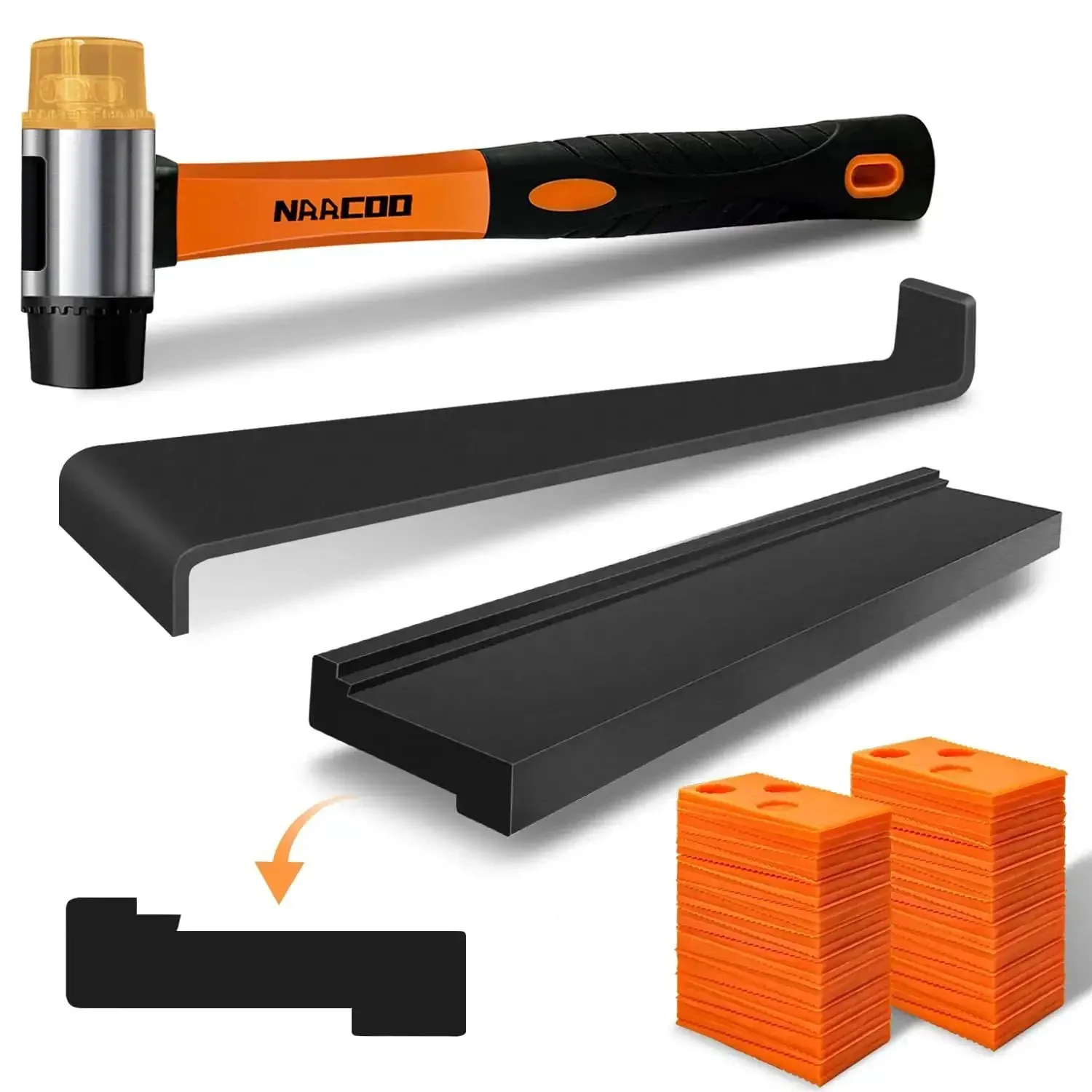 Universal Floor Installation Kit For Laminate And Vinyl Flooring With Tapping Block Double Sided Notches Pull Bar 40 Floor Spacers Rubber Mallet And Gap Spacers For Tight Seams And Uniform Gaps Do It Yourself Ready