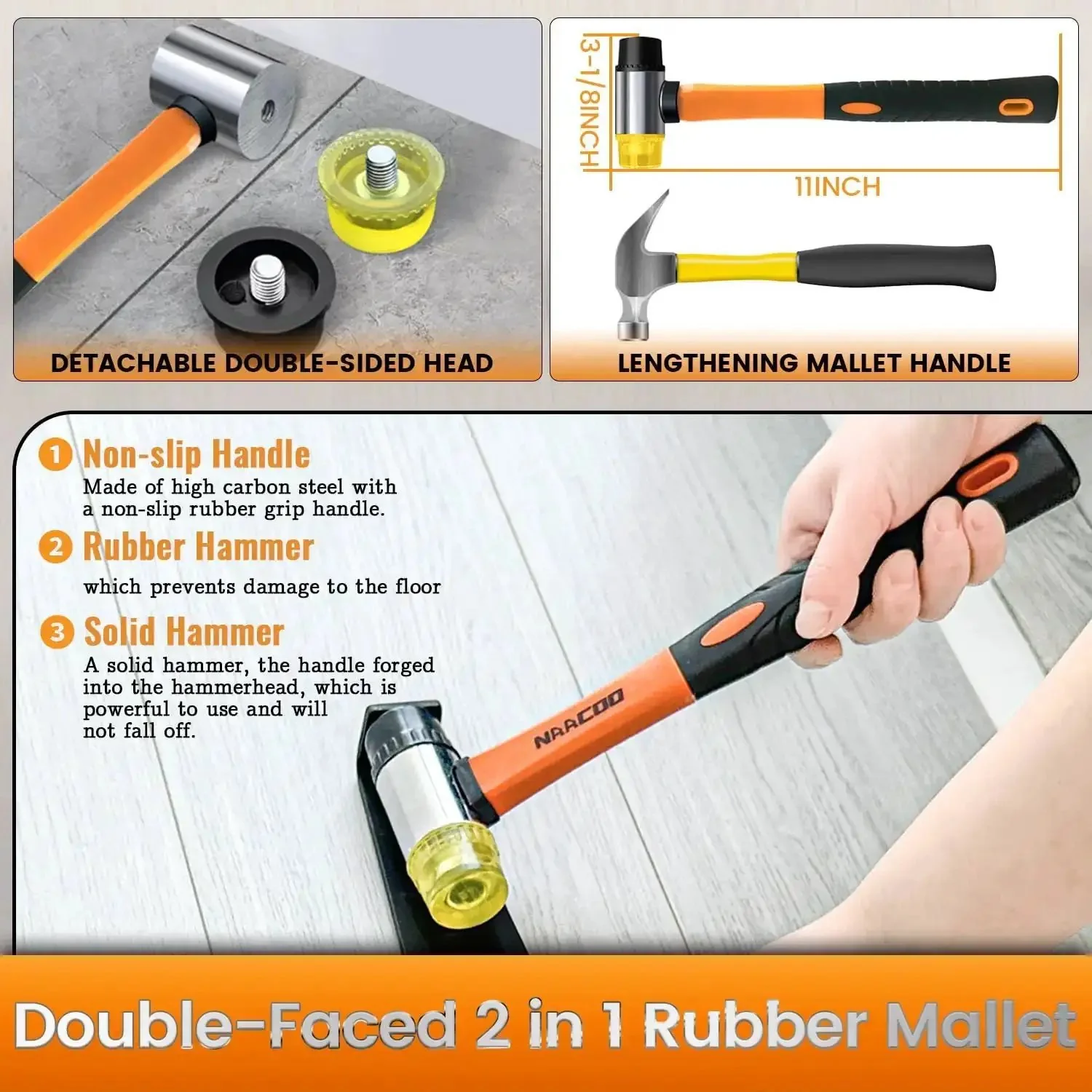 Universal Floor Installation Kit For Laminate And Vinyl Flooring With Tapping Block Double Sided Notches Pull Bar 40 Floor Spacers Rubber Mallet And Gap Spacers For Tight Seams And Uniform Gaps Do It Yourself Ready - Image 3