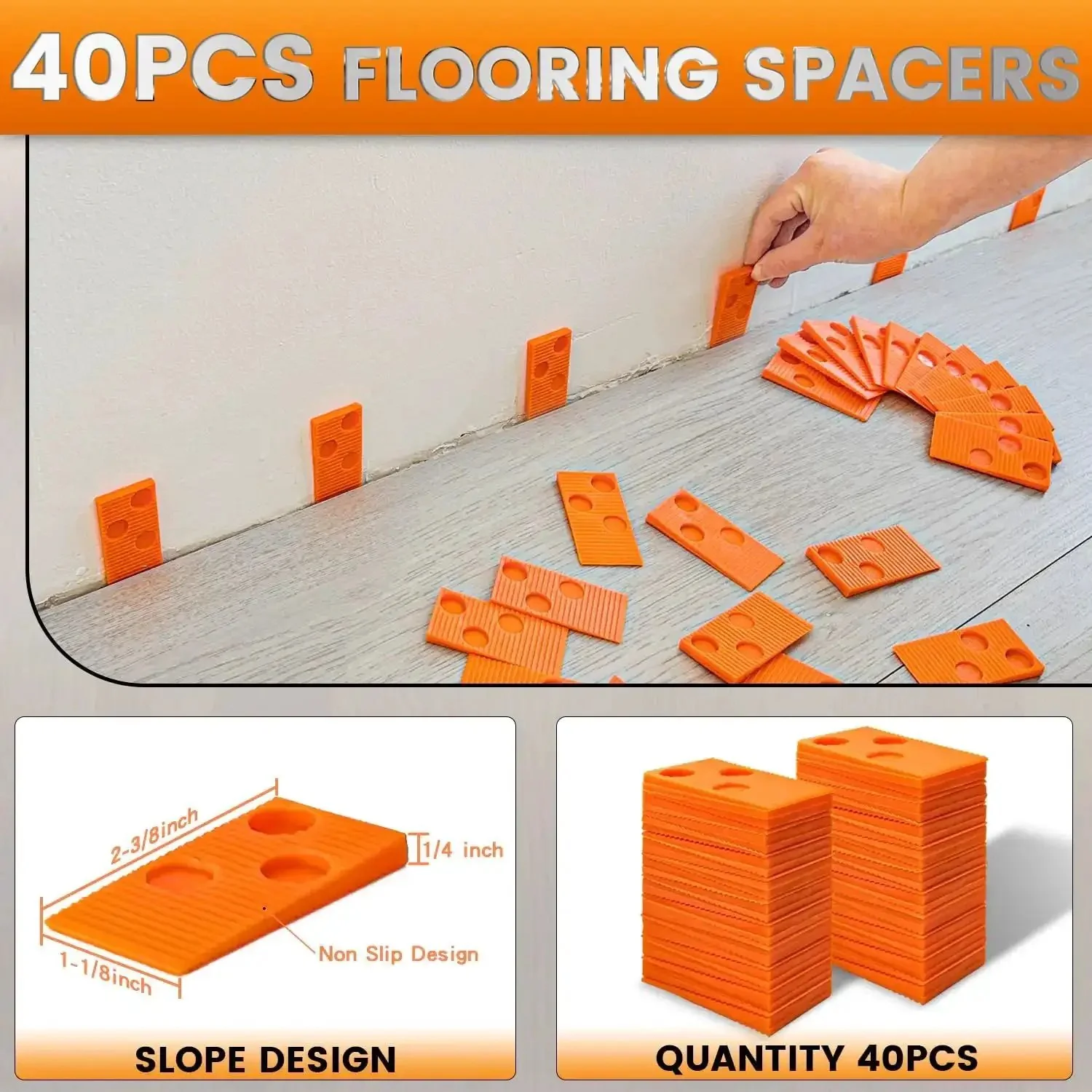 Universal Floor Installation Kit For Laminate And Vinyl Flooring With Tapping Block Double Sided Notches Pull Bar 40 Floor Spacers Rubber Mallet And Gap Spacers For Tight Seams And Uniform Gaps Do It Yourself Ready - Image 4