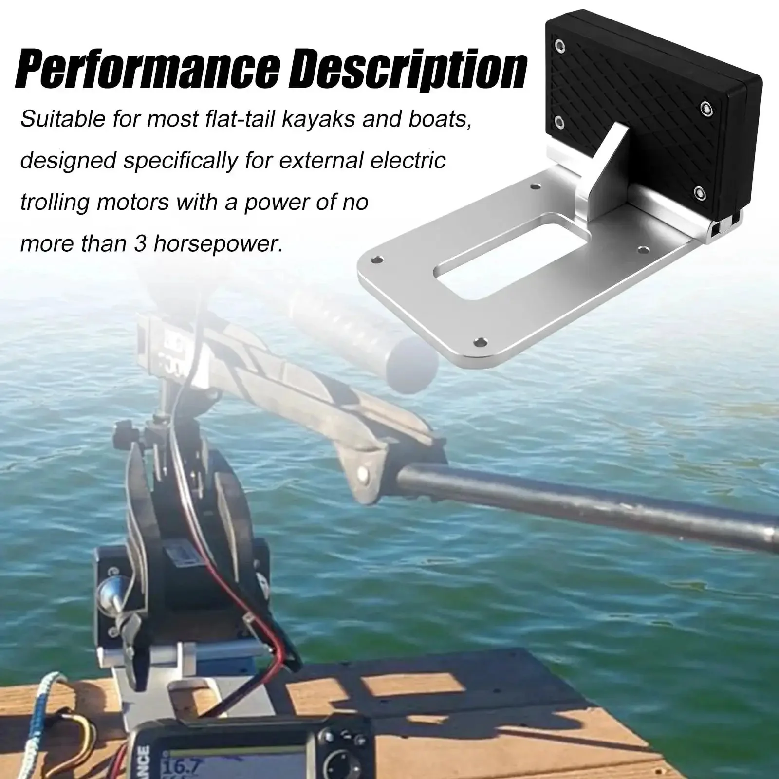 Universal Kayak Trolling Motor Mount for Flat Stern Kayaks Or Boats Transom Bracket Fits Electric Trolling Motors Up to 3HP Heavy Duty Corrosion Resistant Stainless Steel Easy Clamp On Install - Image 2