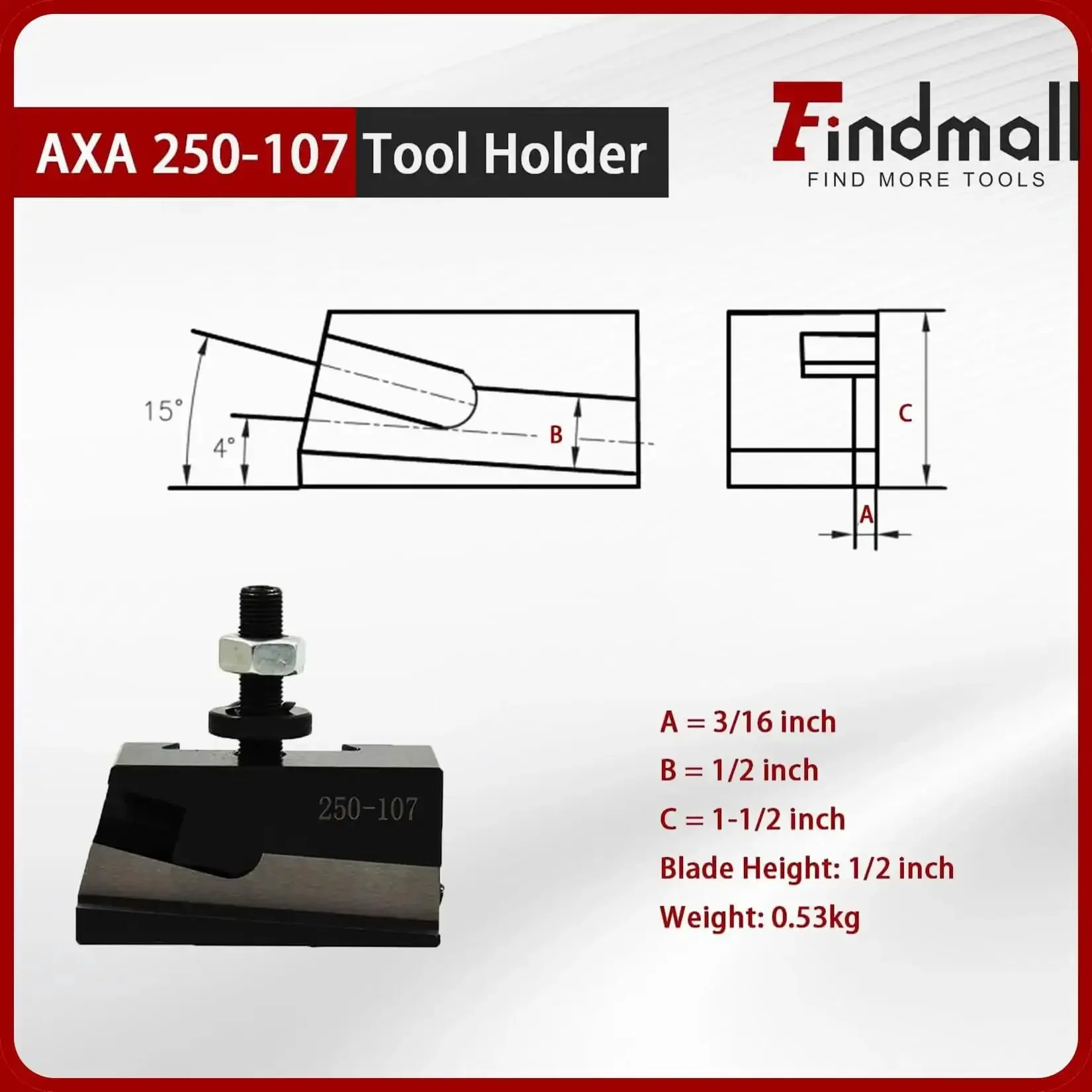 Universal Parting Blade Holder For CNC Lathe Quick Change System, Fits 250-100 And 250-111 Tool Posts, Takes 1/2 Inch Or Smaller Blades With Parallel Edges, Bevel And T-Cut Compatible, Lets You Cut Off Close To The Chuck, Up To 12 Inch Swing - Image 2