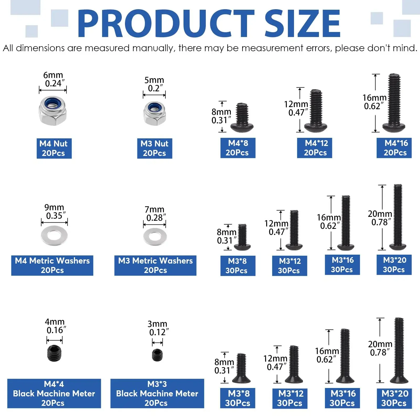 Universal RC Screw Kit 502 Pcs With Hex Button Head And Flat Head Screws Nuts Washers Grub Screws Dowels Clips O Rings E Clips Mini Socket Magnetic Screwdriver For Traxxas Axial Redcat HPI Arrma Losi 1 8 1 10 1 12 Scale - Image 7