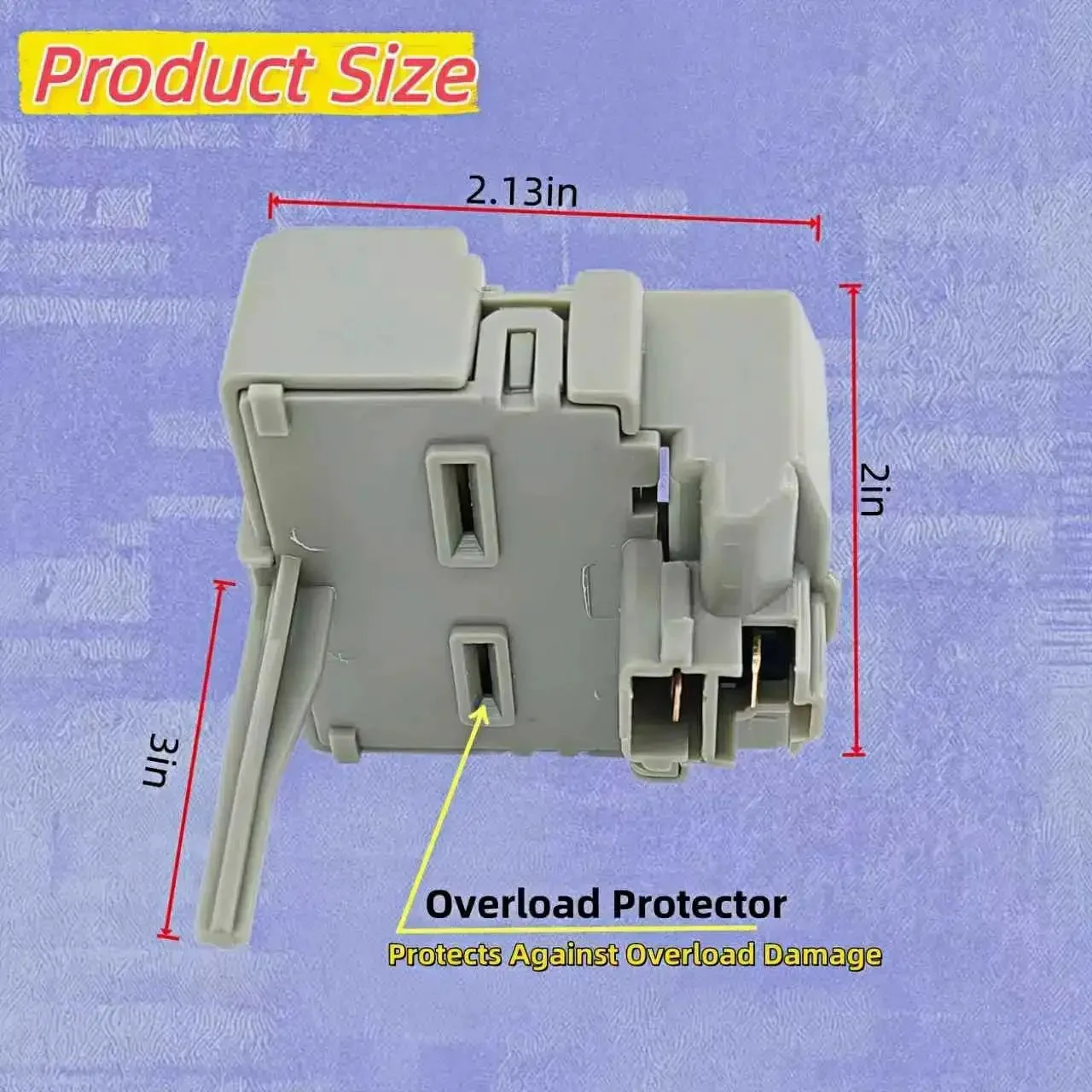 Universal Refrigerator Overload And Start Relay Replacement For 1/4 Inch Terminal Models, 110-120V, Dual Function Compressor Protection Device With Easy Install And Plug-And-Play Start Upgrade - Image 3