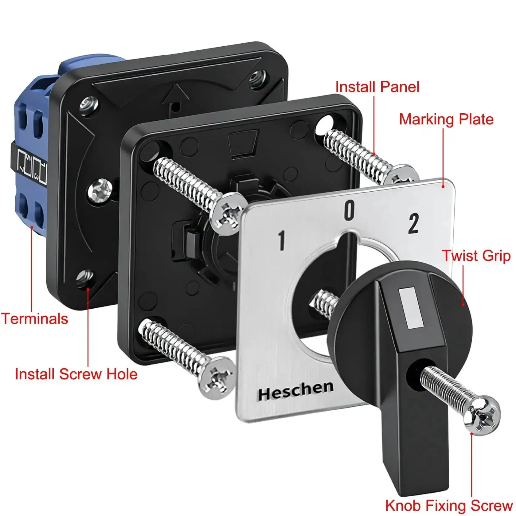 Universal Rotary Cam Selector Changeover Switch SZW26 20 D2022 660V 20A On Off On 3 Position 2 Phase 8 Terminals CE Industrial Grade Rugged Panel Mount Ready For Control Panel Applications - Image 5