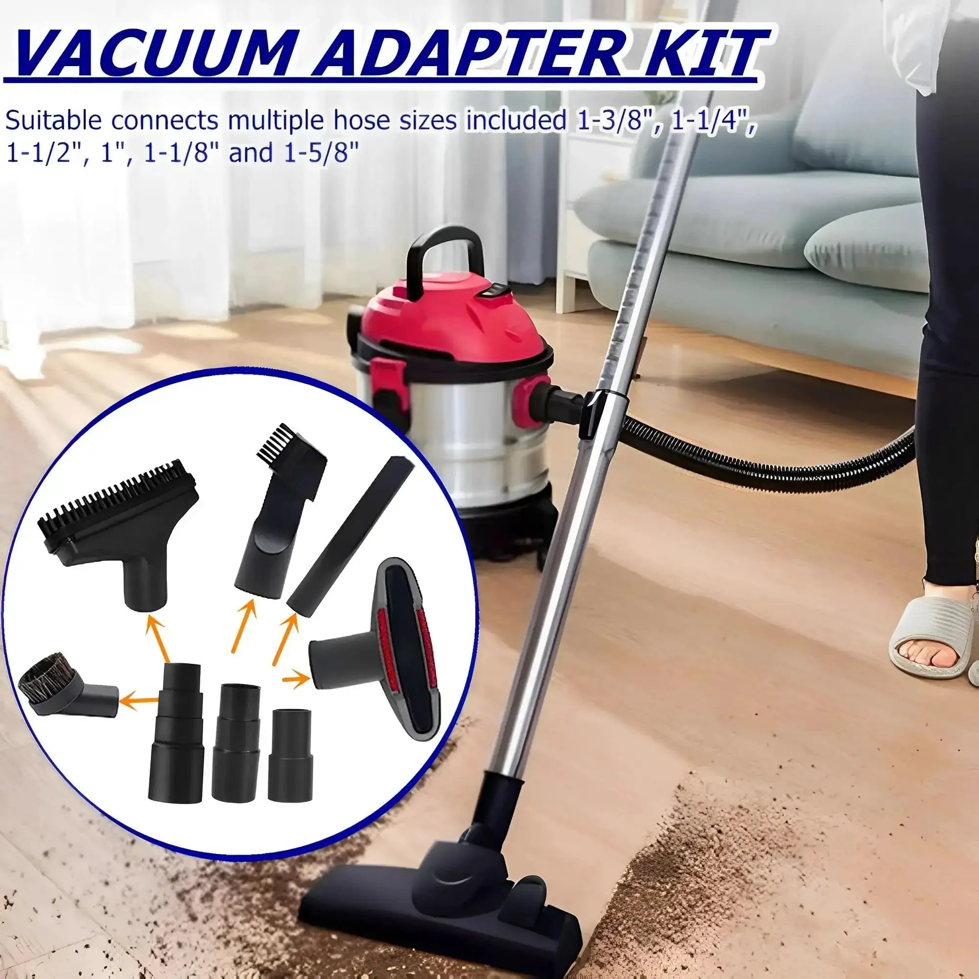 Universal Vacuum Hose Adapter Kit Three Pieces For Wet Dry Shop Vacuums No Fuss Converts Across Hose Sizes From One Inch To One And Five Eighths Inches Including One And Three Eighths One And One Quarter One And One Half And One And One Eighth Inches - Image 4
