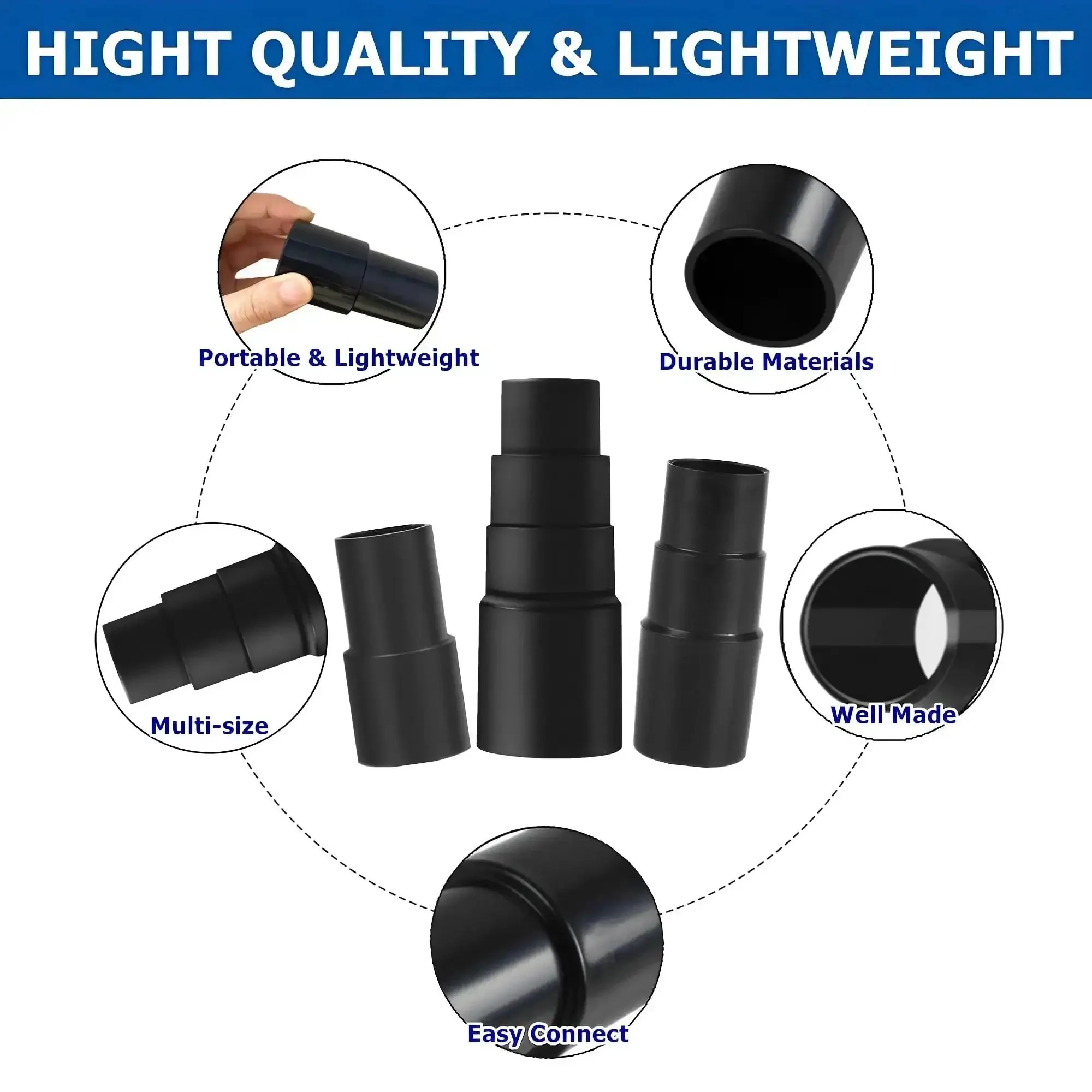Universal Vacuum Hose Adapter Kit Three Pieces For Wet Dry Shop Vacuums No Fuss Converts Across Hose Sizes From One Inch To One And Five Eighths Inches Including One And Three Eighths One And One Quarter One And One Half And One And One Eighth Inches - Image 5