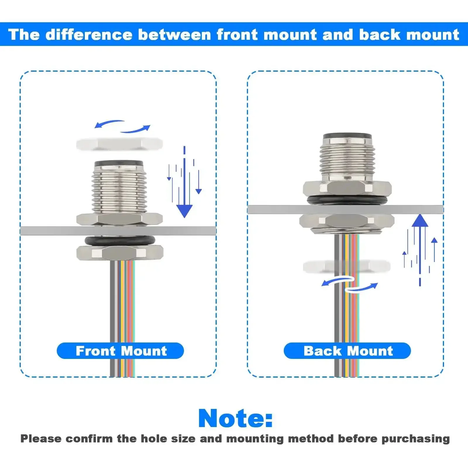 Unshielded M12 12-Pin A-Code Connector Cable, 0.2M Straight Back-Mount, IP67 Waterproof Aviation Sensor Lead, PVC Jacket, Screw-Joint, Trim-Ready Base, Two-Pack, 16mm Aviation Socket Compatibility - Image 5