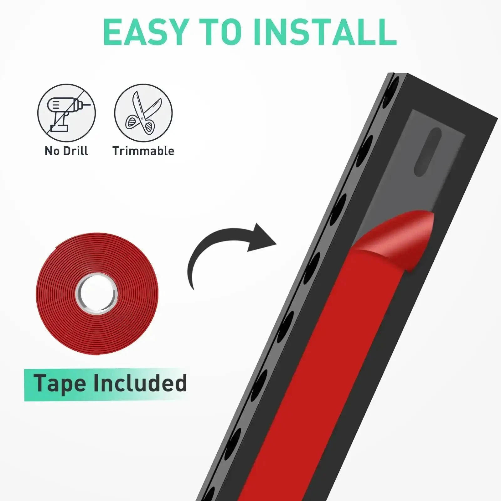 Updated Open Slot Cable Raceway Kit With Five 77 Inch Wire Covers For Under Desk Cable Management To Hide TV Computer Net And Power Cords Thick 0.4 Inch Slot Fits AWG One Zero And Cat5 Cat6 Pack Of 5 - Image 3